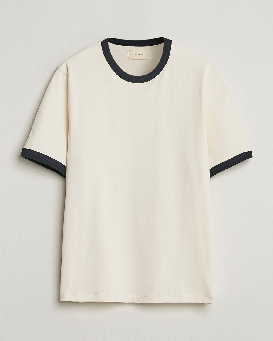 Men | T-Shirts | Jeanerica | Ringer Crew Neck T-Shirt Off White
