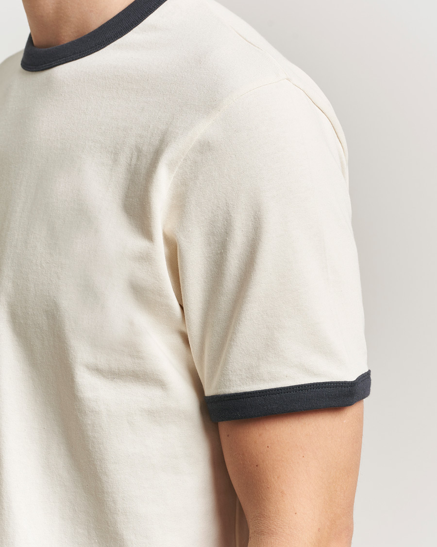Men | T-Shirts | Jeanerica | Ringer Crew Neck T-Shirt Off White