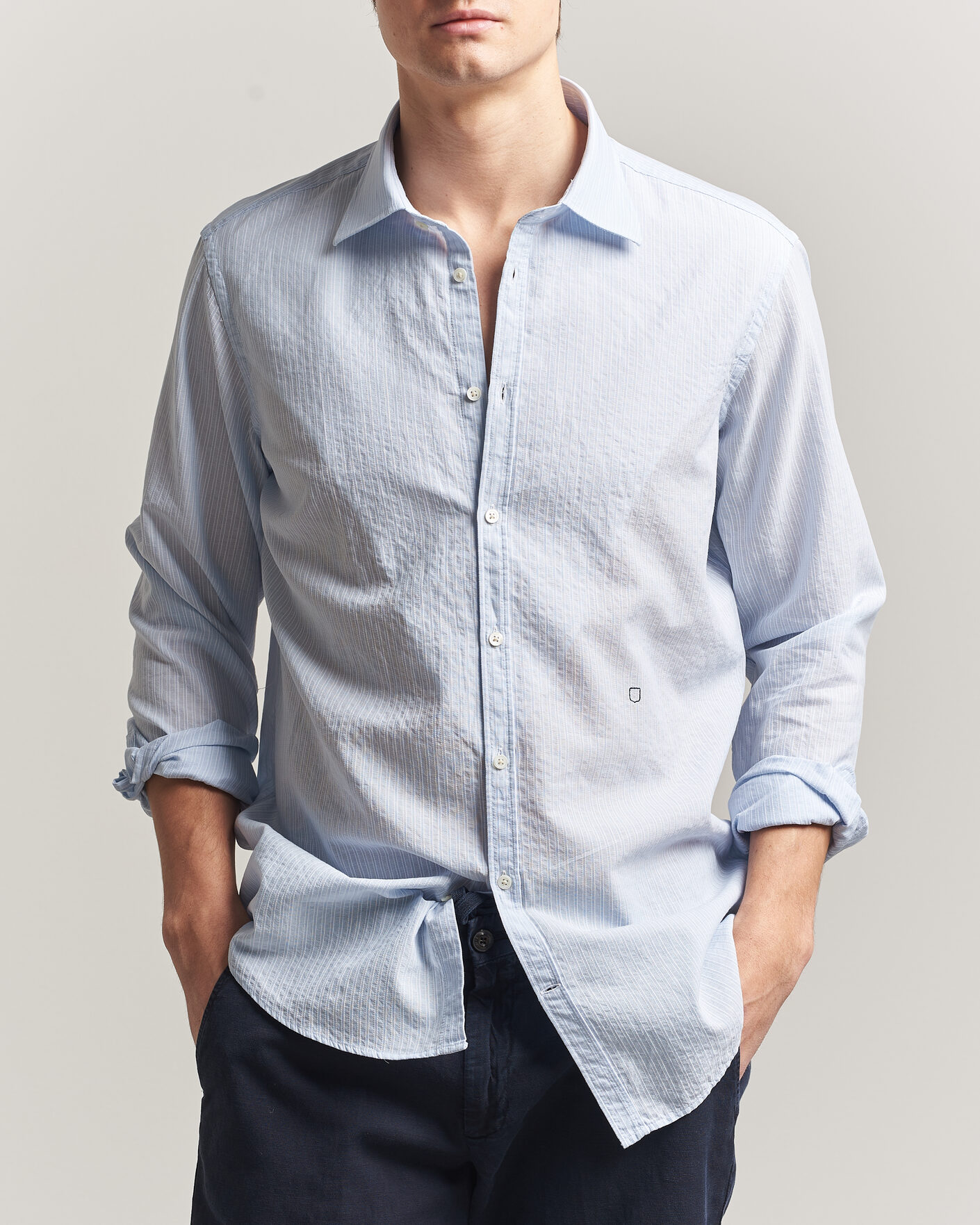 Men | Shirts | Massimo Alba | Genova Striped Shirt Sky Blue