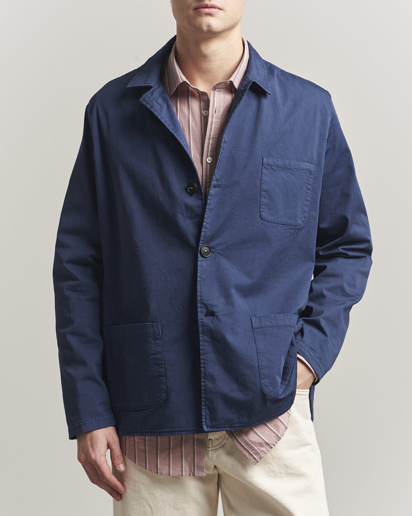 Men | Coats & Jackets | Massimo Alba | Florida Cotton Shirt Jacket Midnight Blue
