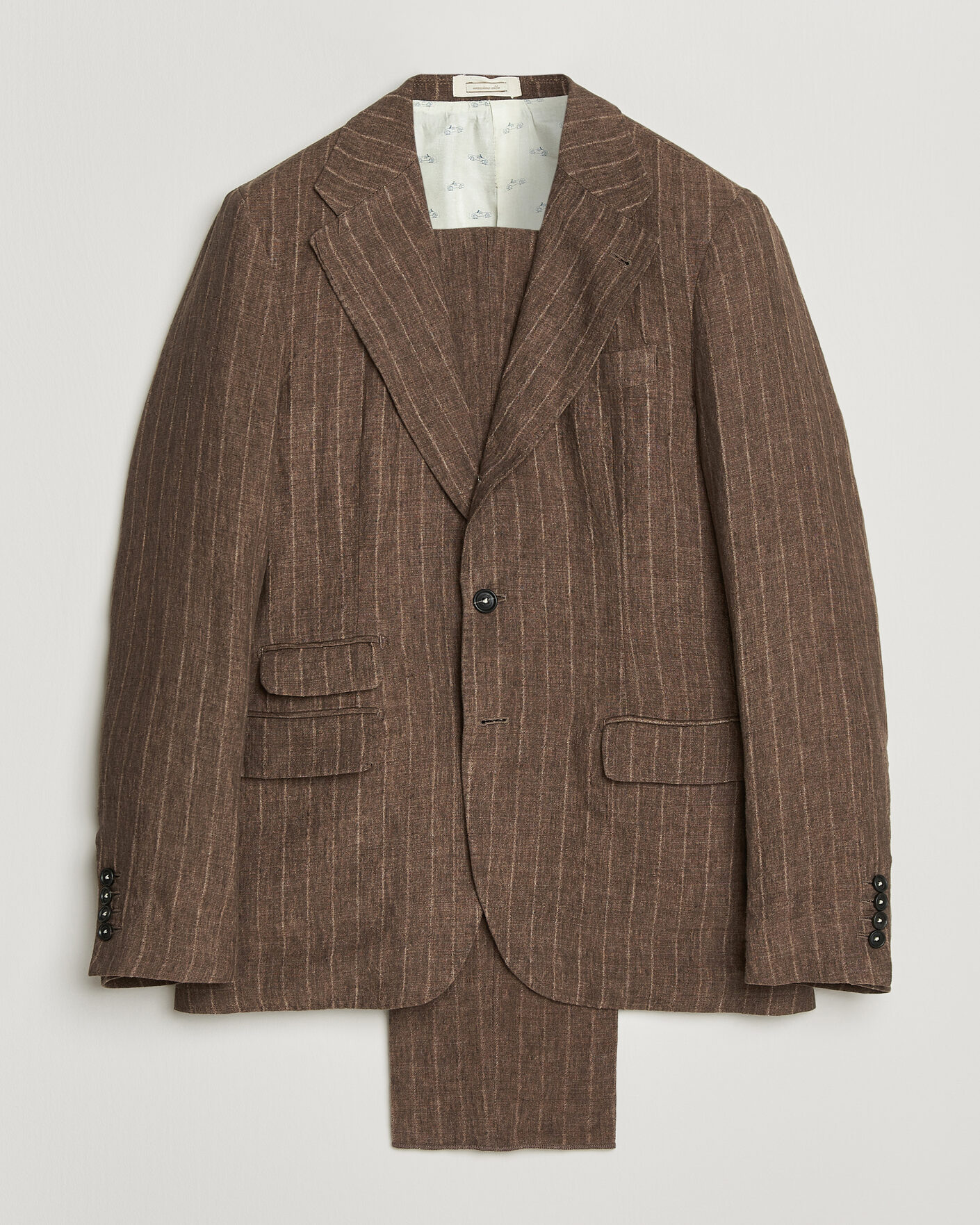 Men | Suits | Massimo Alba | Sloop Linen Suit Brown Pinstripe