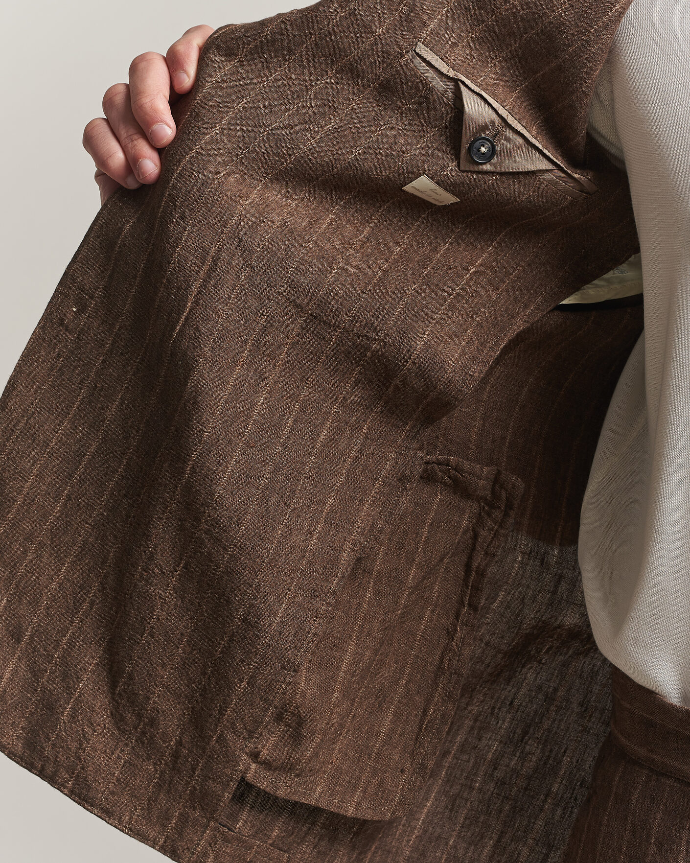 Men | Suits | Massimo Alba | Sloop Linen Suit Brown Pinstripe