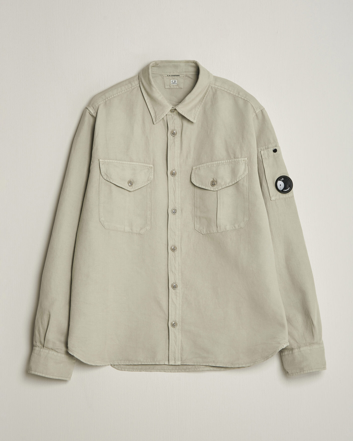 Men | Shirts | C.P. Company | Cotton/Linen Pocket Shirt Light Grey