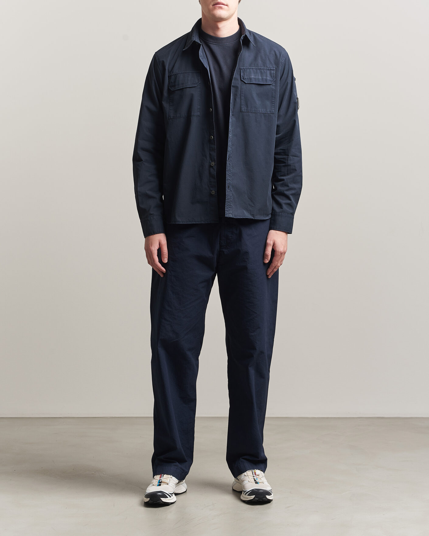 Men | Shirts | C.P. Company | Organic Gabardine Pocket Shirt Navy