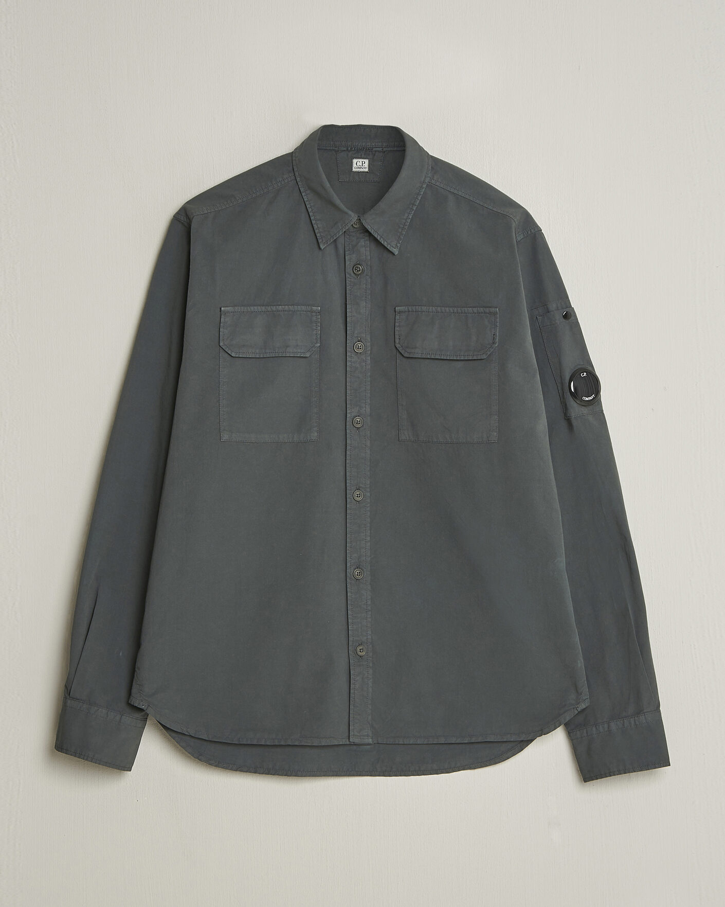 Men | Shirts | C.P. Company | Organic Gabardine Pocket Shirt Dark Grey