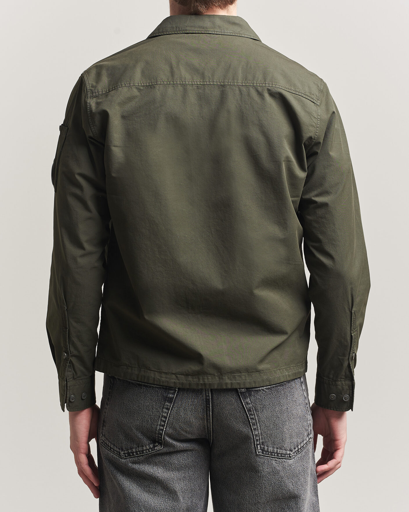 Men | Shirts | C.P. Company | Garment Dyed Gabardine Zip Overshirt Dark Green