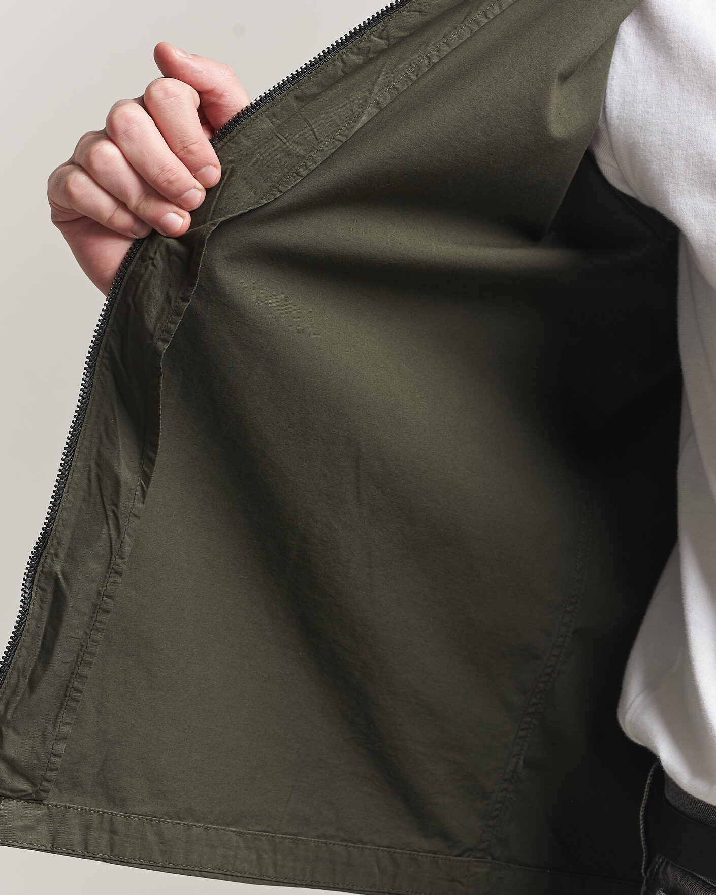Men | Shirts | C.P. Company | Garment Dyed Gabardine Zip Overshirt Dark Green