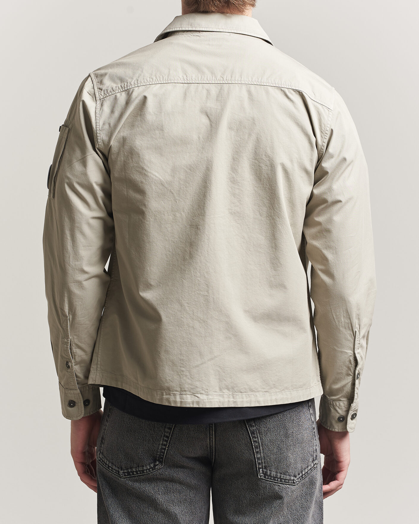Men | Shirts | C.P. Company | Garment Dyed Gabardine Zip Overshirt Light Grey