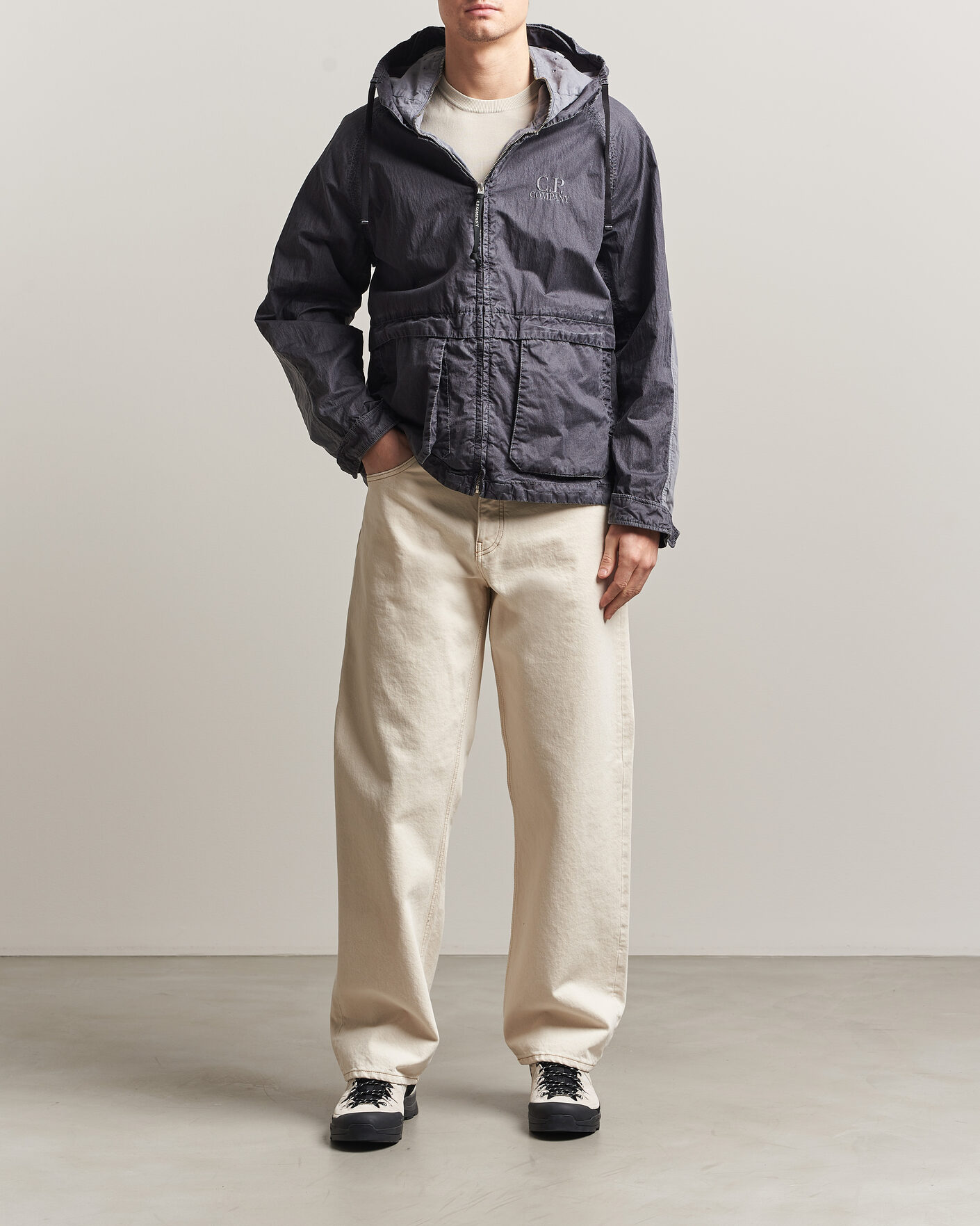 Men | Coats & Jackets | C.P. Company | 50 Fili Wax Hood Jacket Black