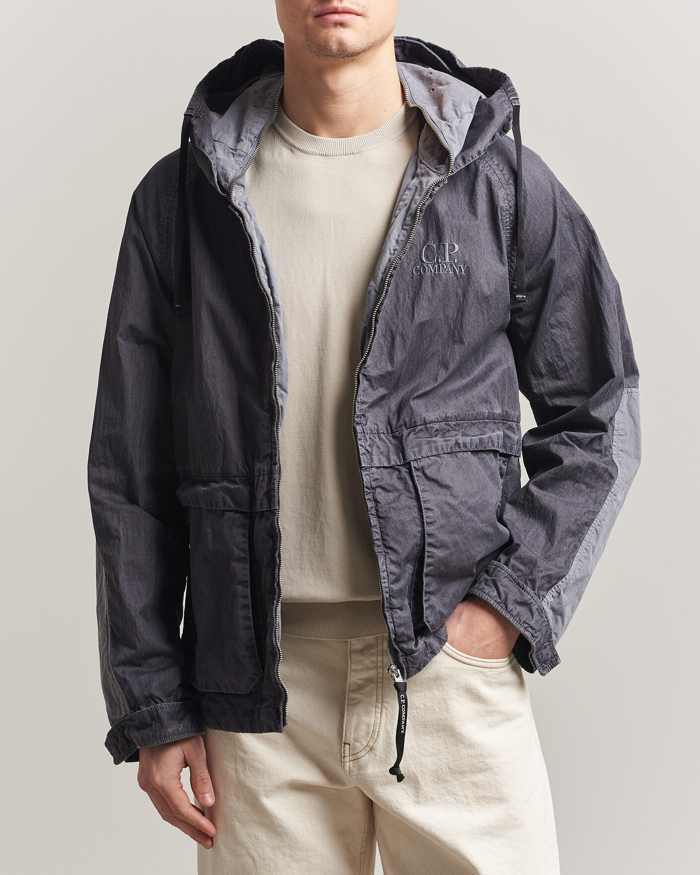 C.P. Company 50 Fili Wax Hood Jacket Black at CareOfCarl.com