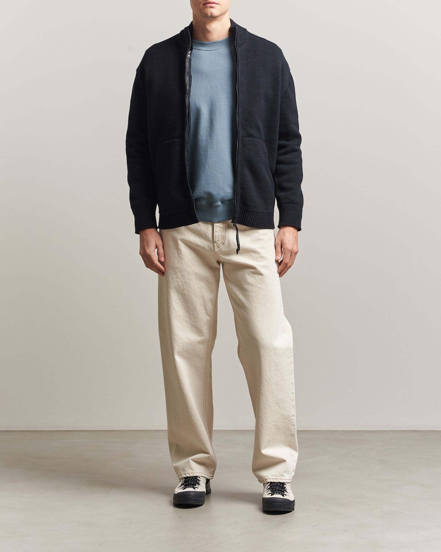C.P. Company Cotton Mix 2 in 1 Knitted Sweater Navy at CareOfCarl.com