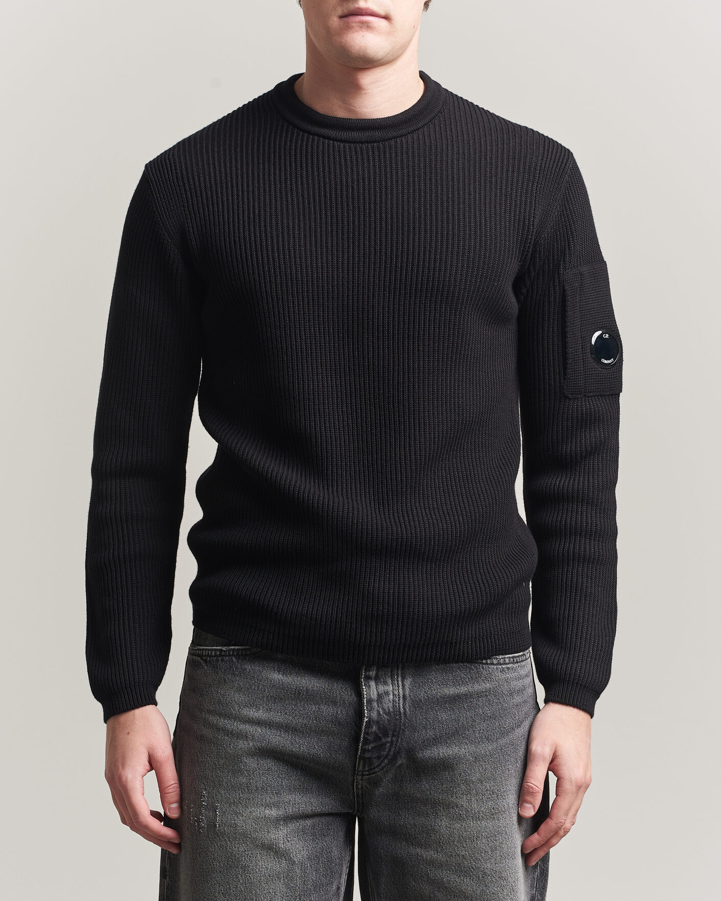 Men | Sweaters & Knitwear | C.P. Company | Sea Island Knitted Cotton Crewneck Black