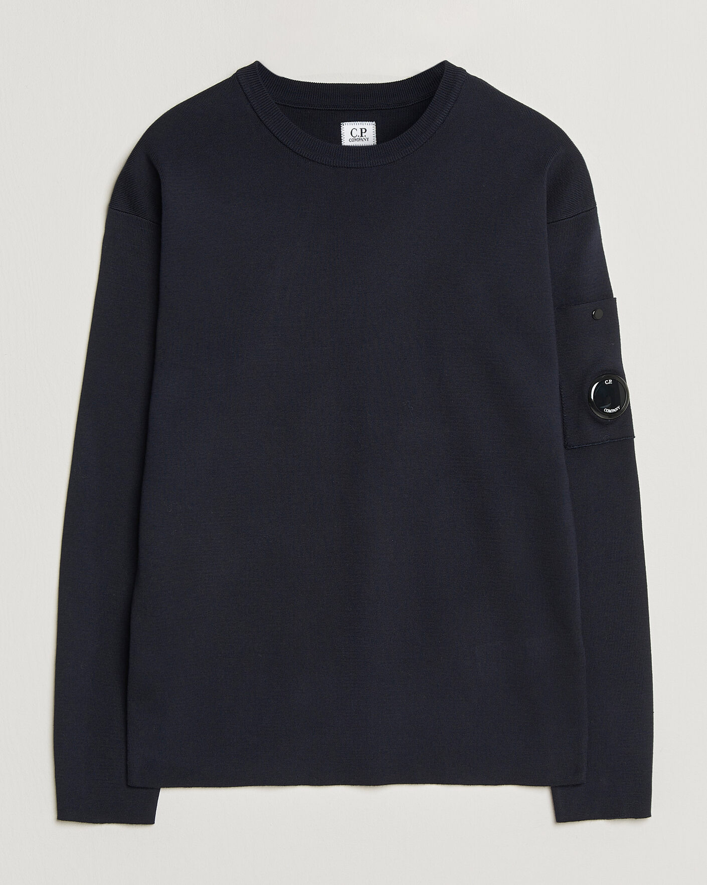 Men | Sweaters & Knitwear | C.P. Company | Sea Island Fine Knit Cotton Lens Crewneck Navy