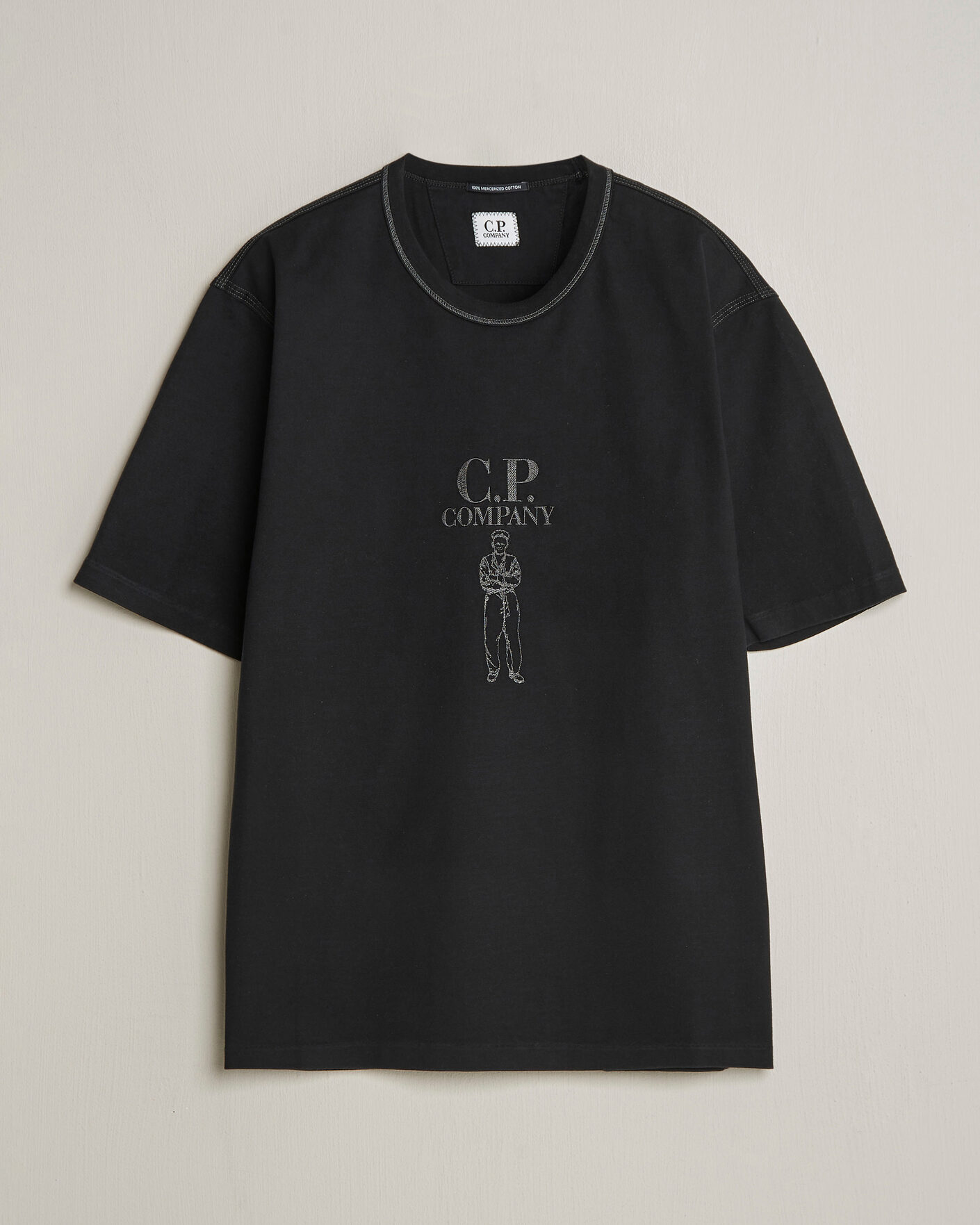 C.P. Company Mercerized Heavy Cotton Chest Logo T-Shirt Black at