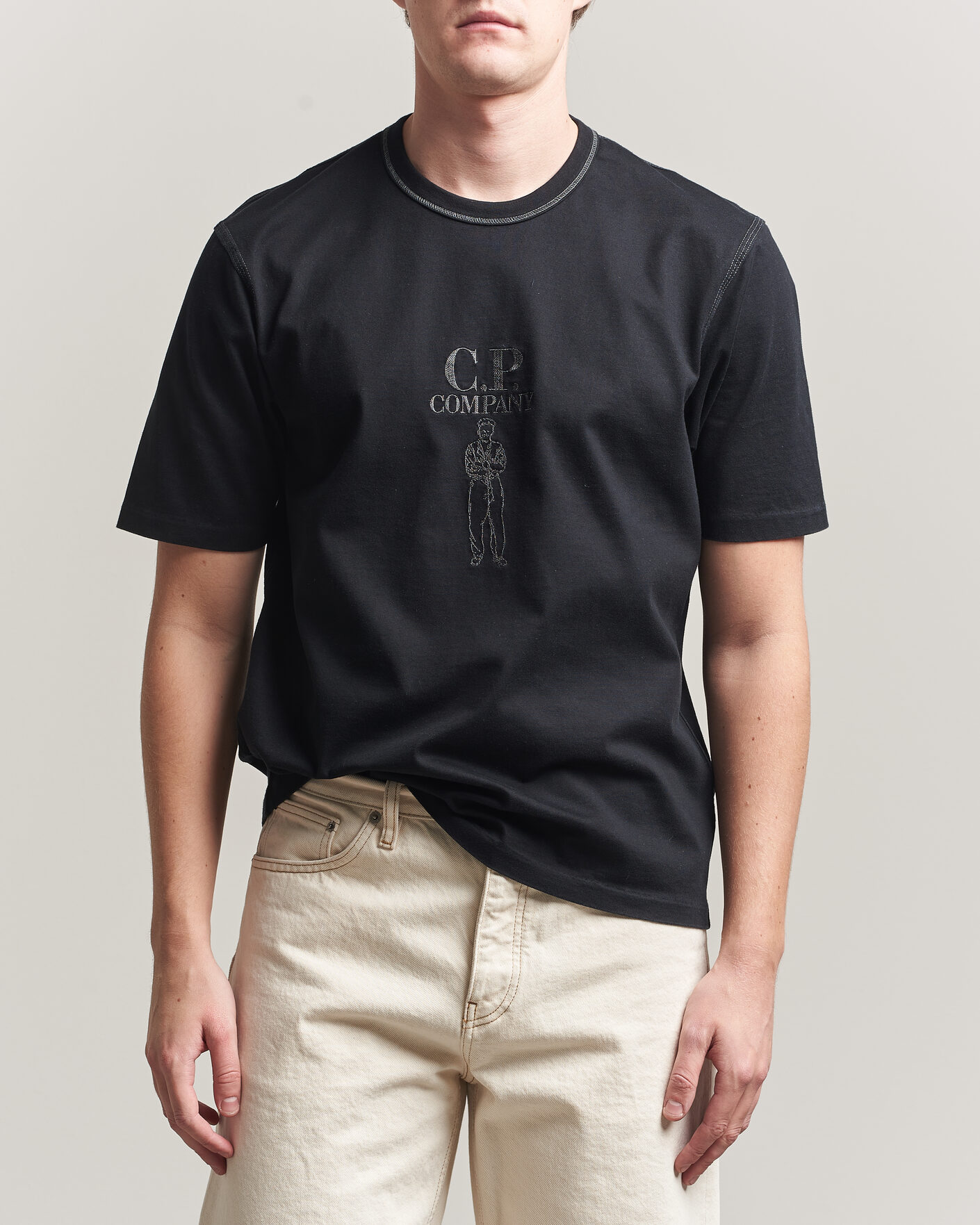 C.P. Company Mercerized Heavy Cotton Chest Logo T-Shirt Black at