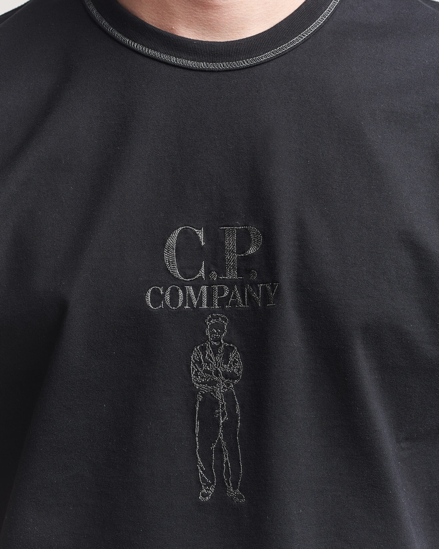 Men | T-Shirts | C.P. Company | Mercerized Heavy Cotton Chest Logo T-Shirt Black