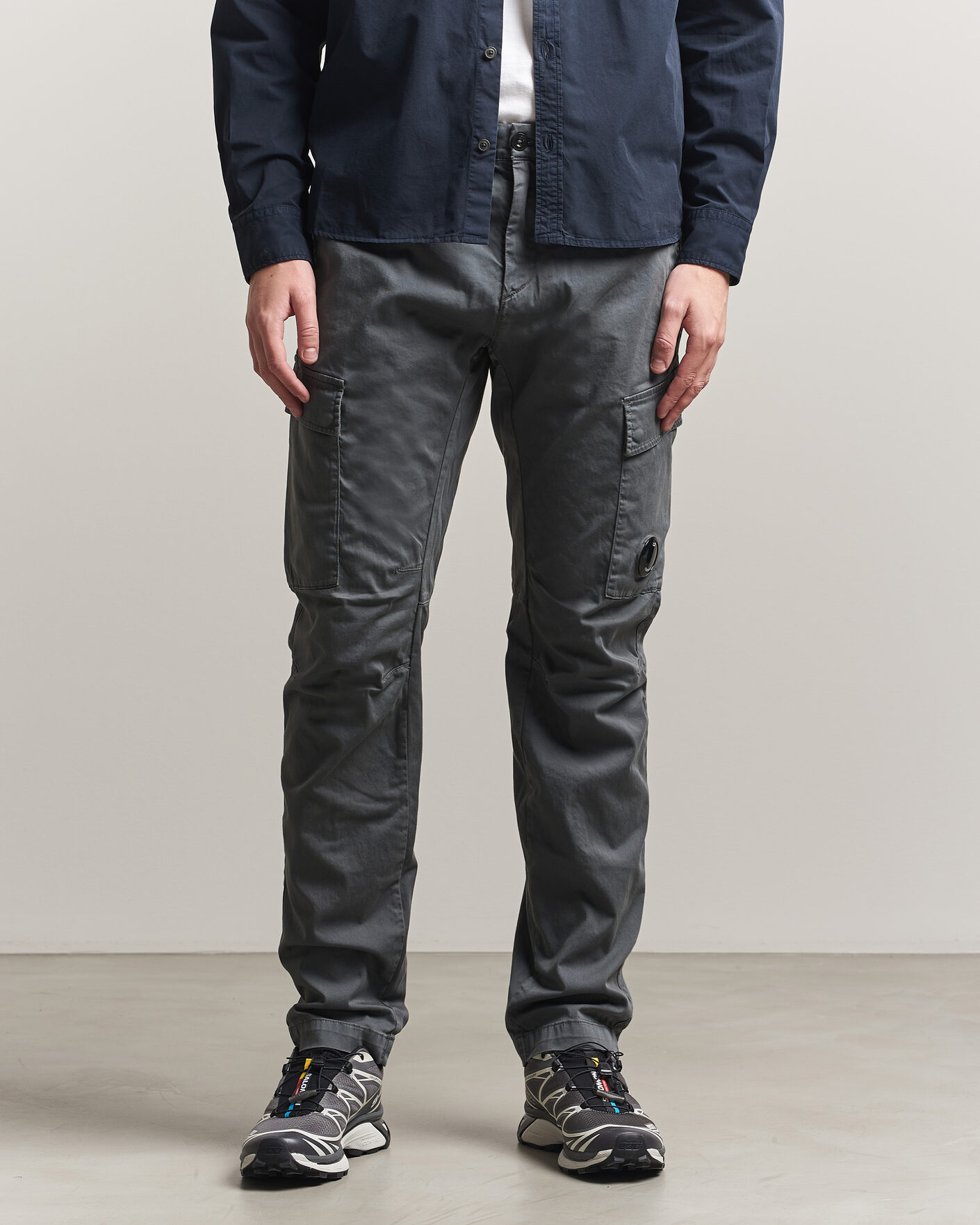 Men | Trousers | C.P. Company | Satin Stretch Cargo Pants Dark Grey