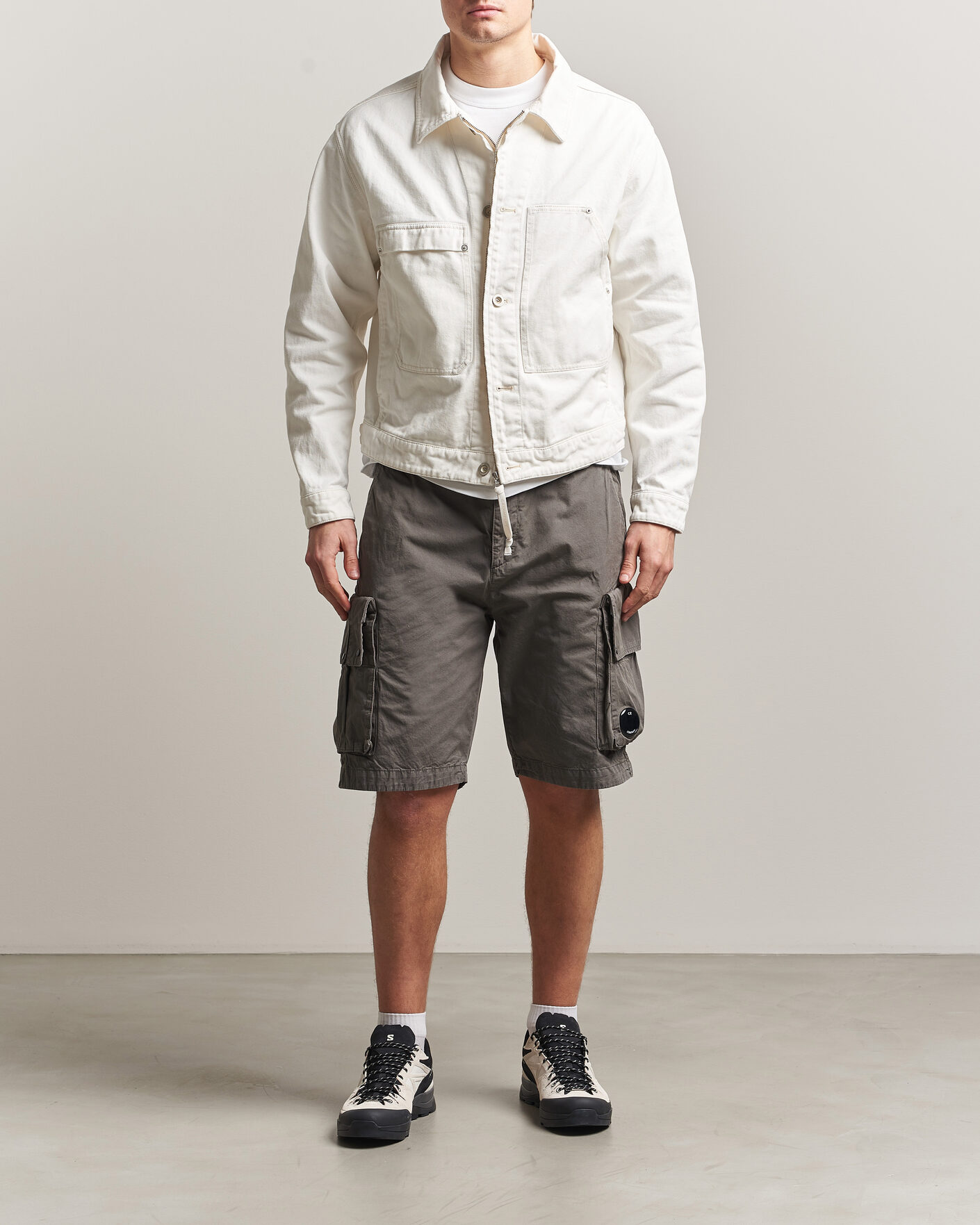 Men | Shorts | C.P. Company | Cotton Gabardine Cargo Shorts Washed Black