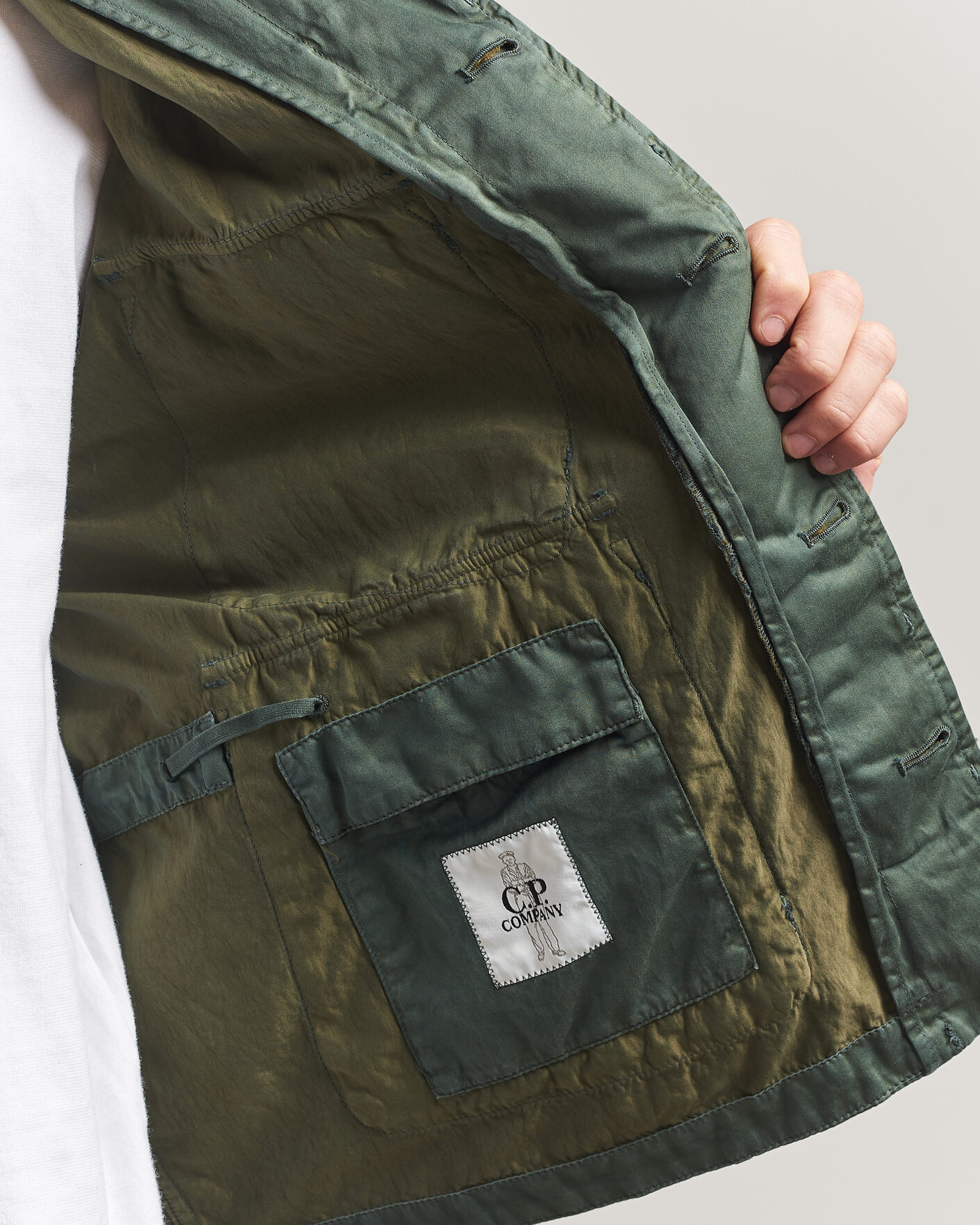 Men | Coats & Jackets | C.P. Company | Raso Cinque Cotton Nylon Jungle Jacket Dark Green