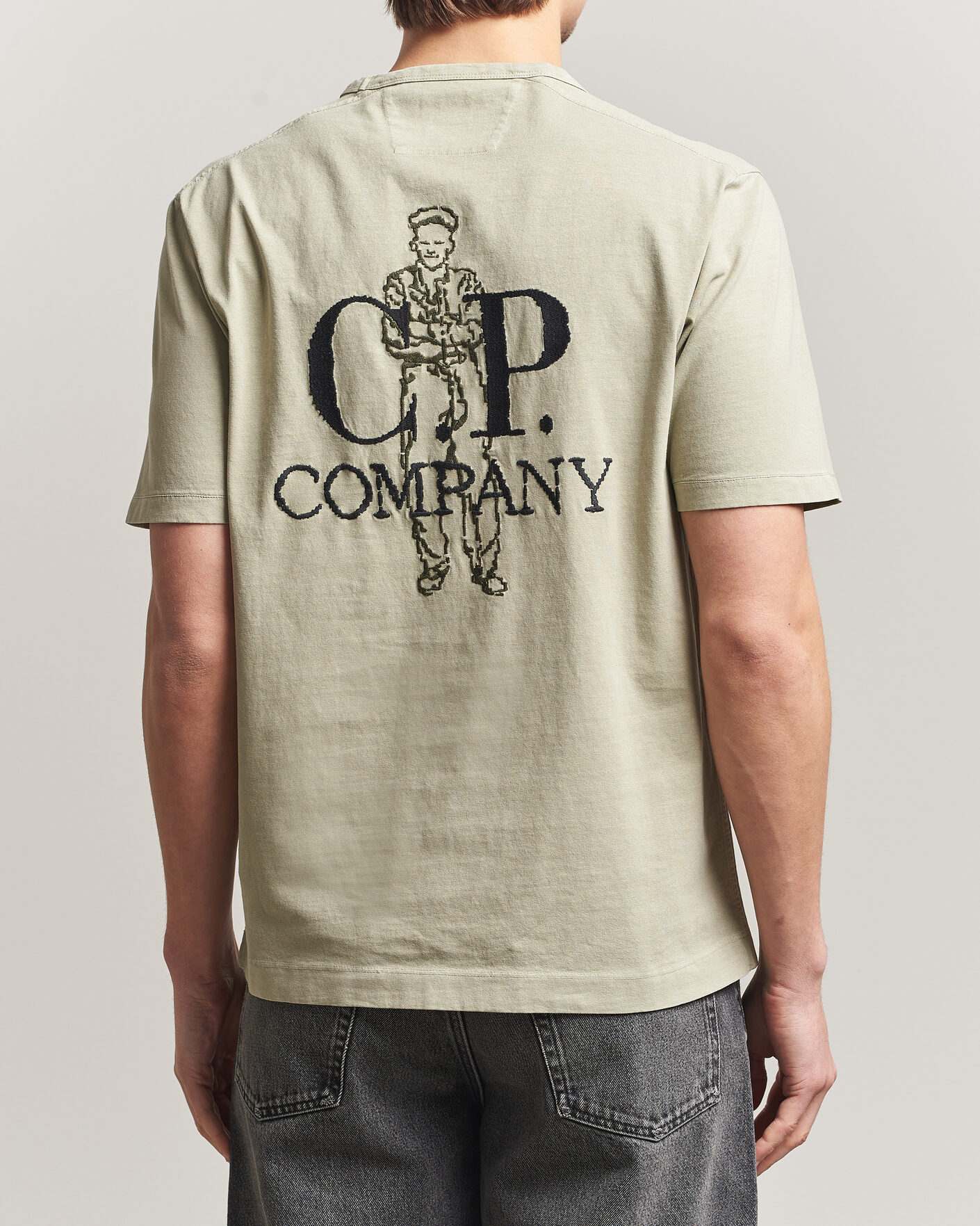 Men | T-Shirts | C.P. Company | Back Printed Cotton T-Shirt Washed Green