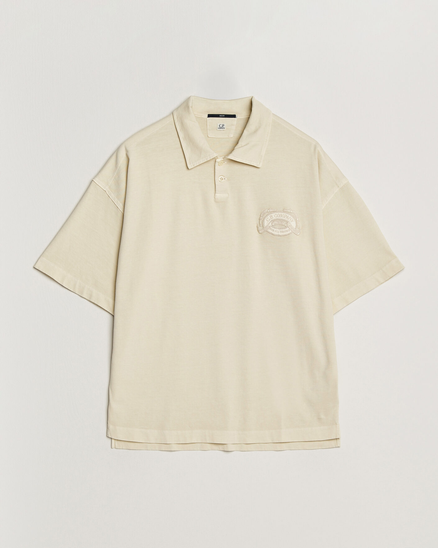 Men | Polo Shirts | C.P. Company | Boxy Fit Cotton Logo Polo Cream
