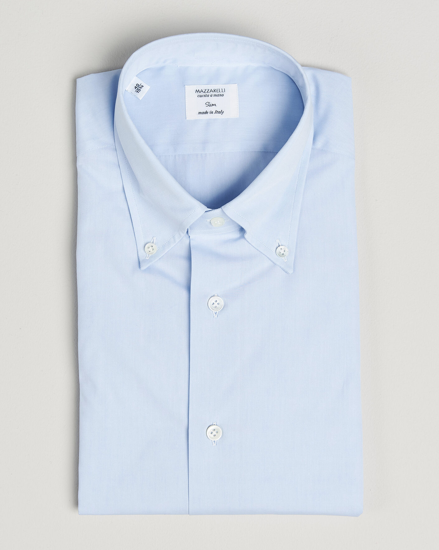 Men | Shirts | Mazzarelli | Soft Cotton Button Down Shirt Light Blue