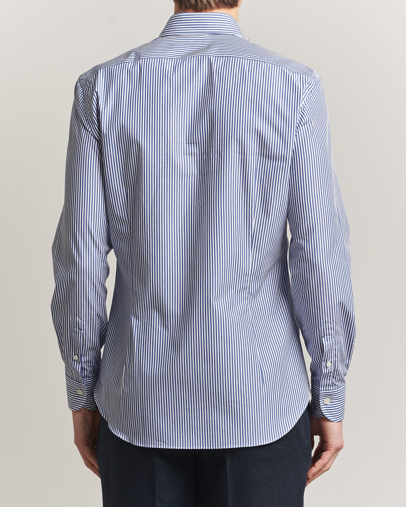 Men | Shirts | Mazzarelli | Soft Cotton Button Down Shirt Blue Stripe