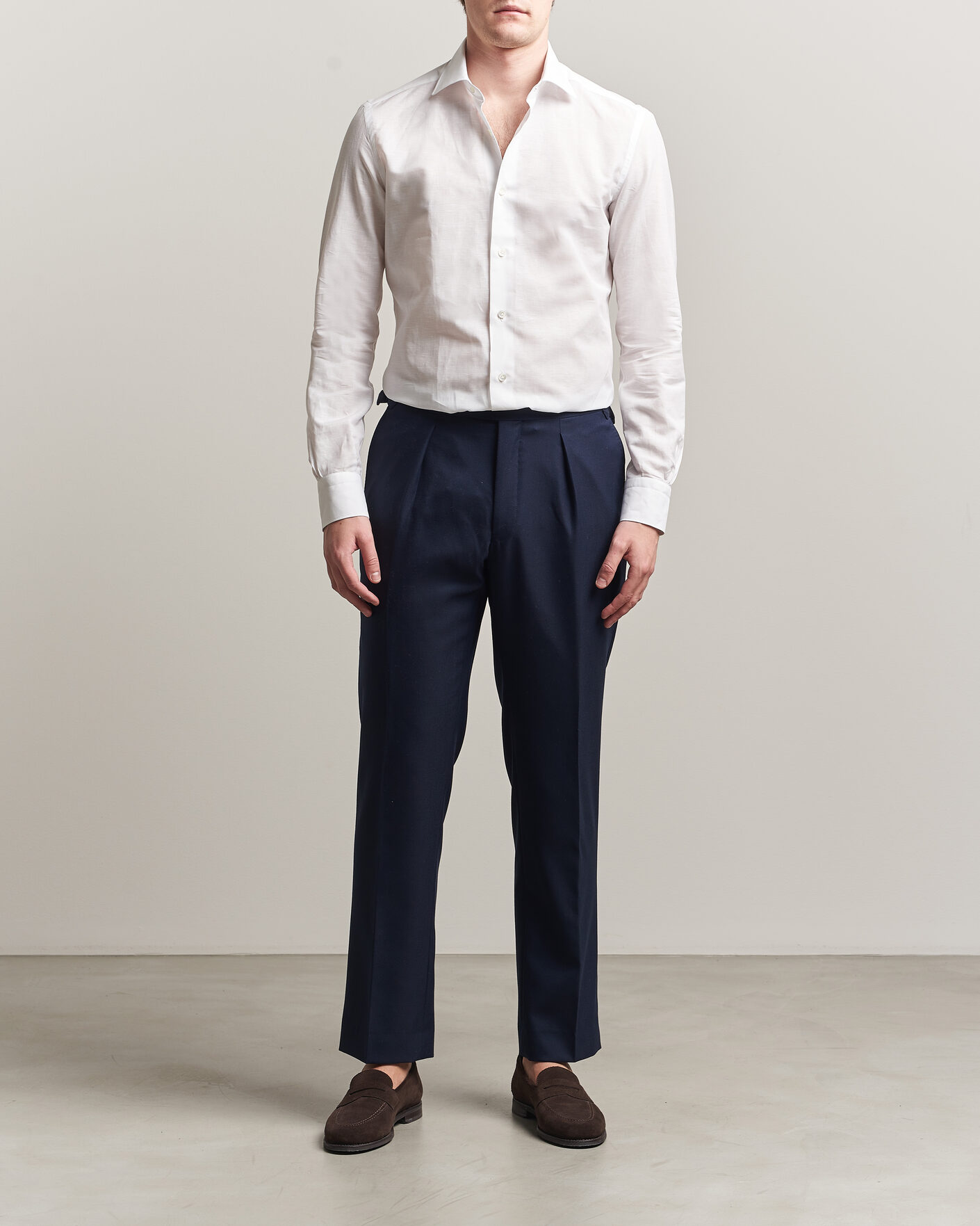 Men | Shirts | Mazzarelli | Soft Cotton/Linen Shirt White