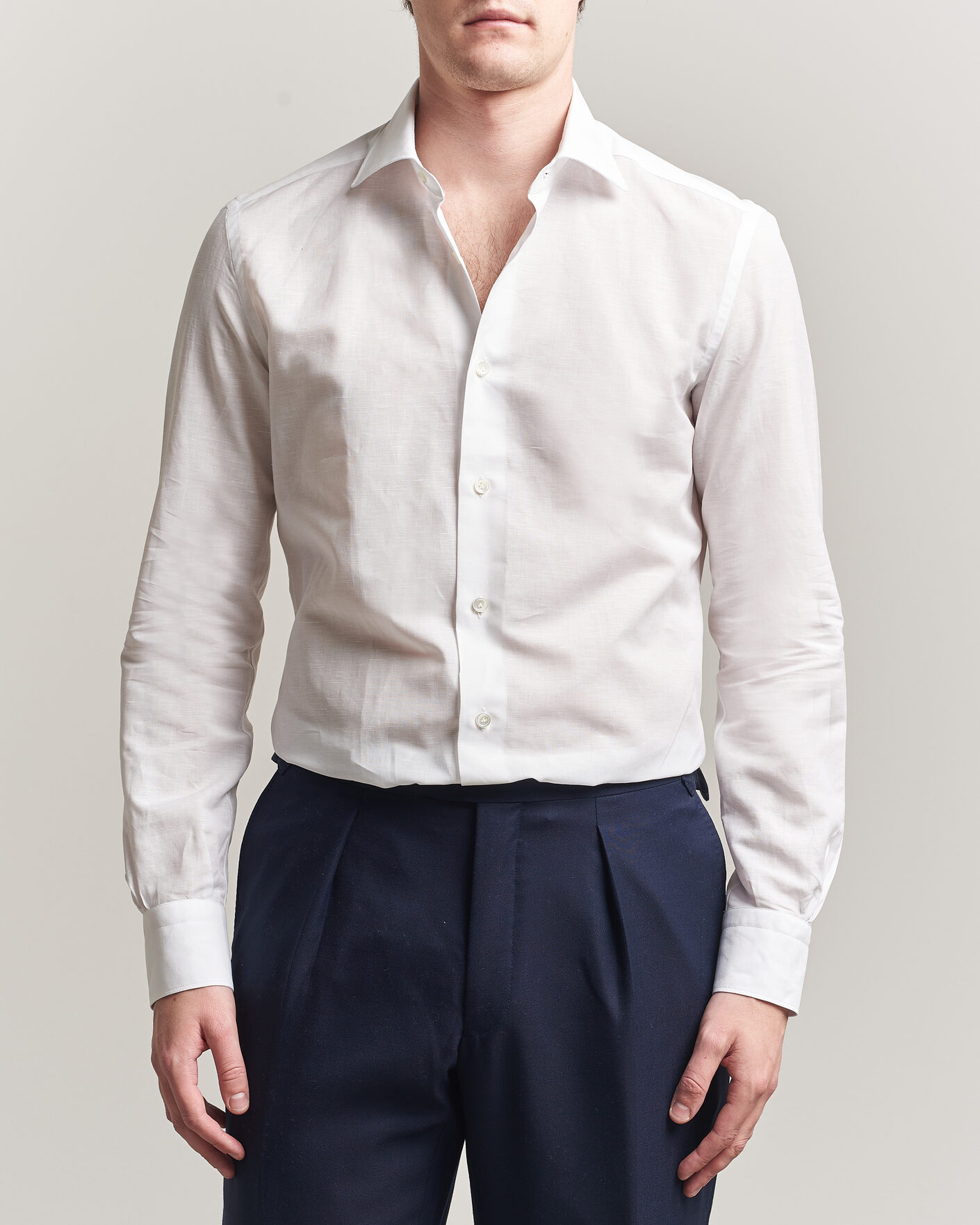 Men | Shirts | Mazzarelli | Soft Cotton/Linen Shirt White