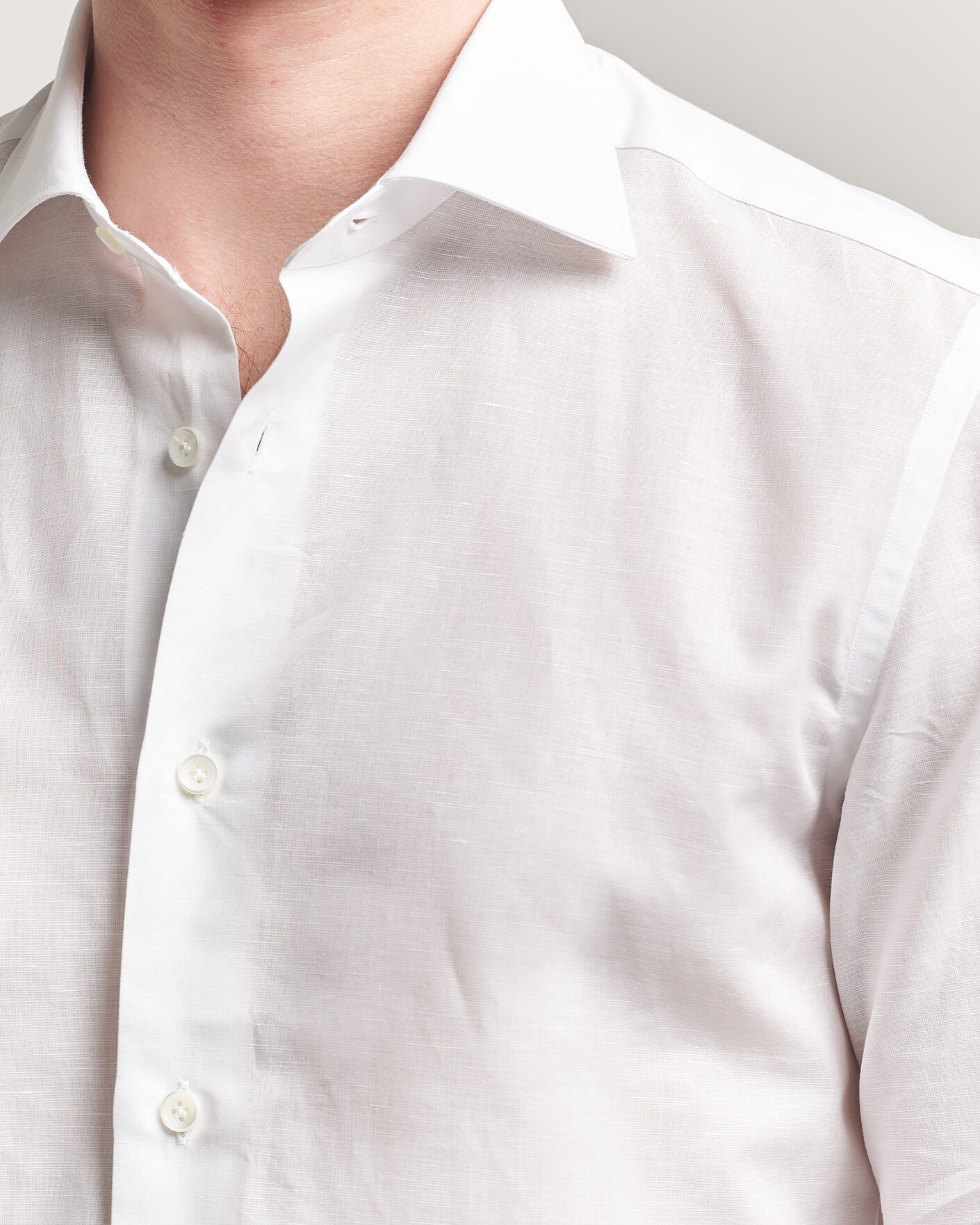 Men | Shirts | Mazzarelli | Soft Cotton/Linen Shirt White