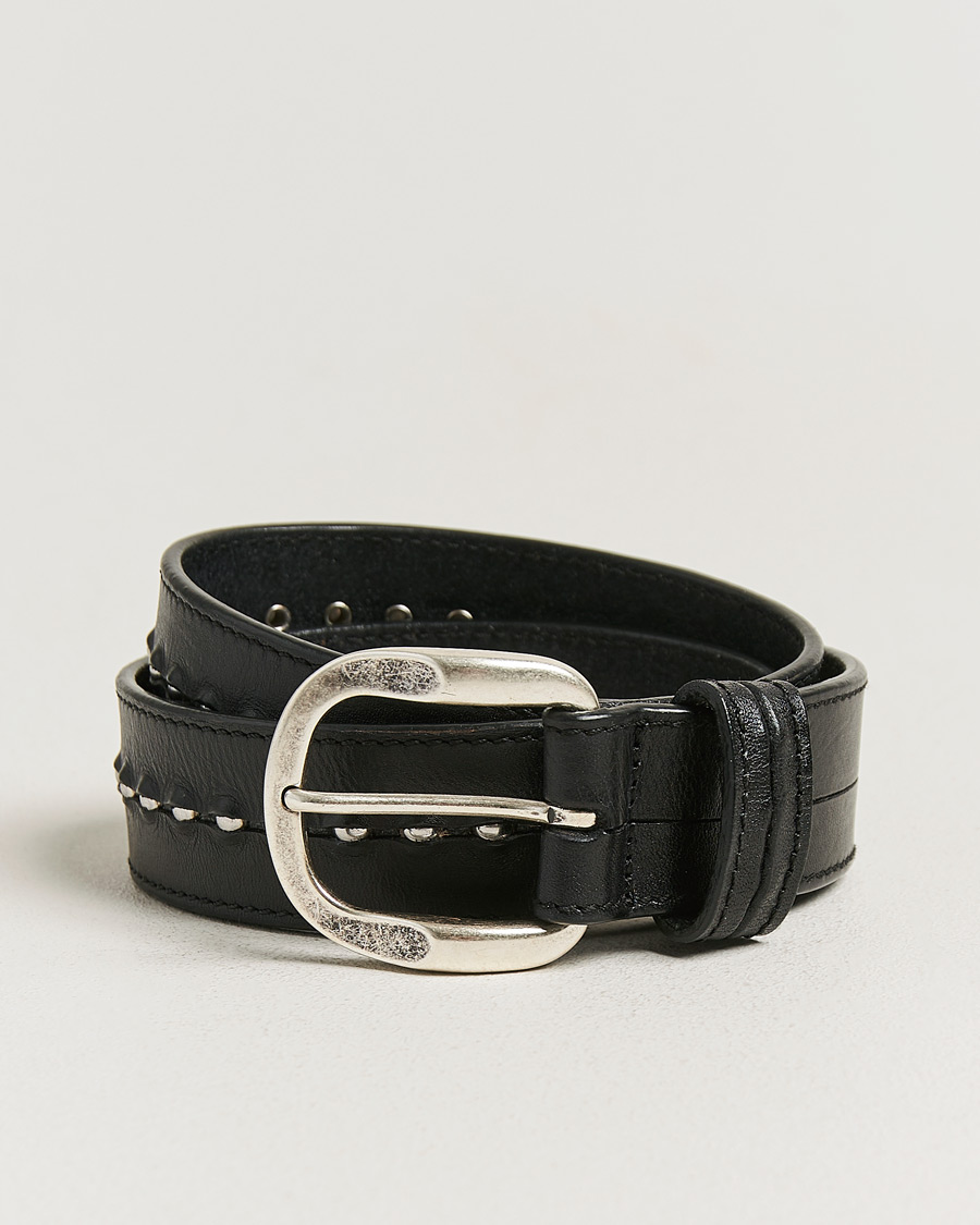 Men | Belts | Golden Goose | Studded Leather Belt Black