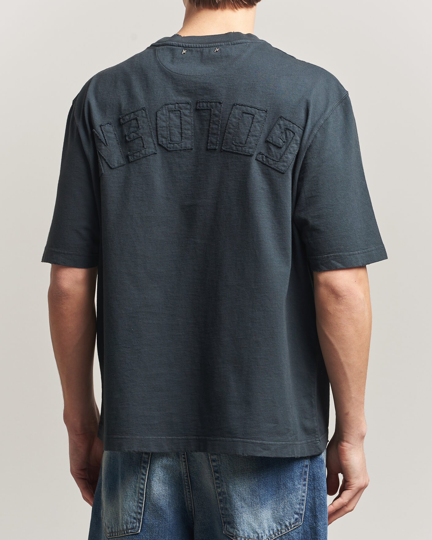 Men | T-Shirts | Golden Goose | Relaxed Fit Cotton T-Shirt Washed Black