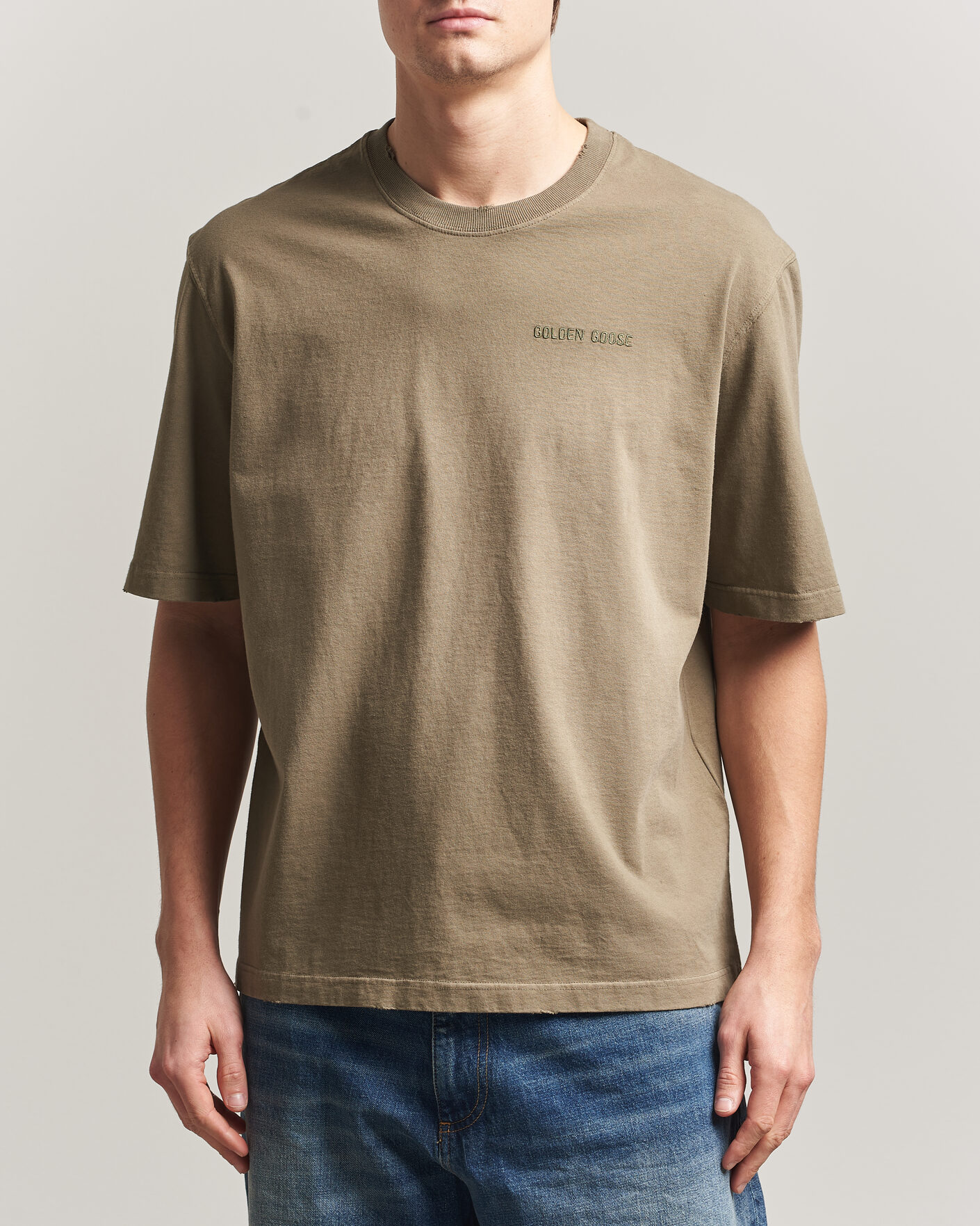 Men | T-Shirts | Golden Goose | Journey Dyed Cotton T-Shirt Washed Beige
