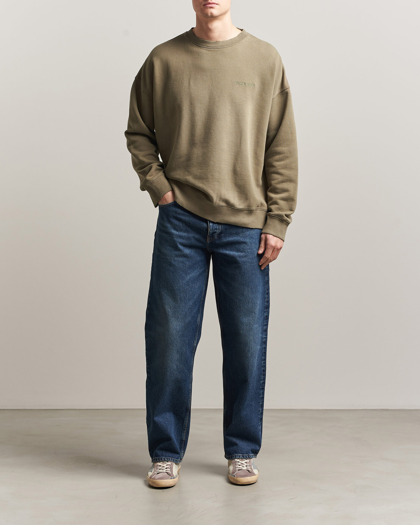 Men | Sweaters & Knitwear | Golden Goose | Journey Dyed Cotton Sweatshirt Washed Beige
