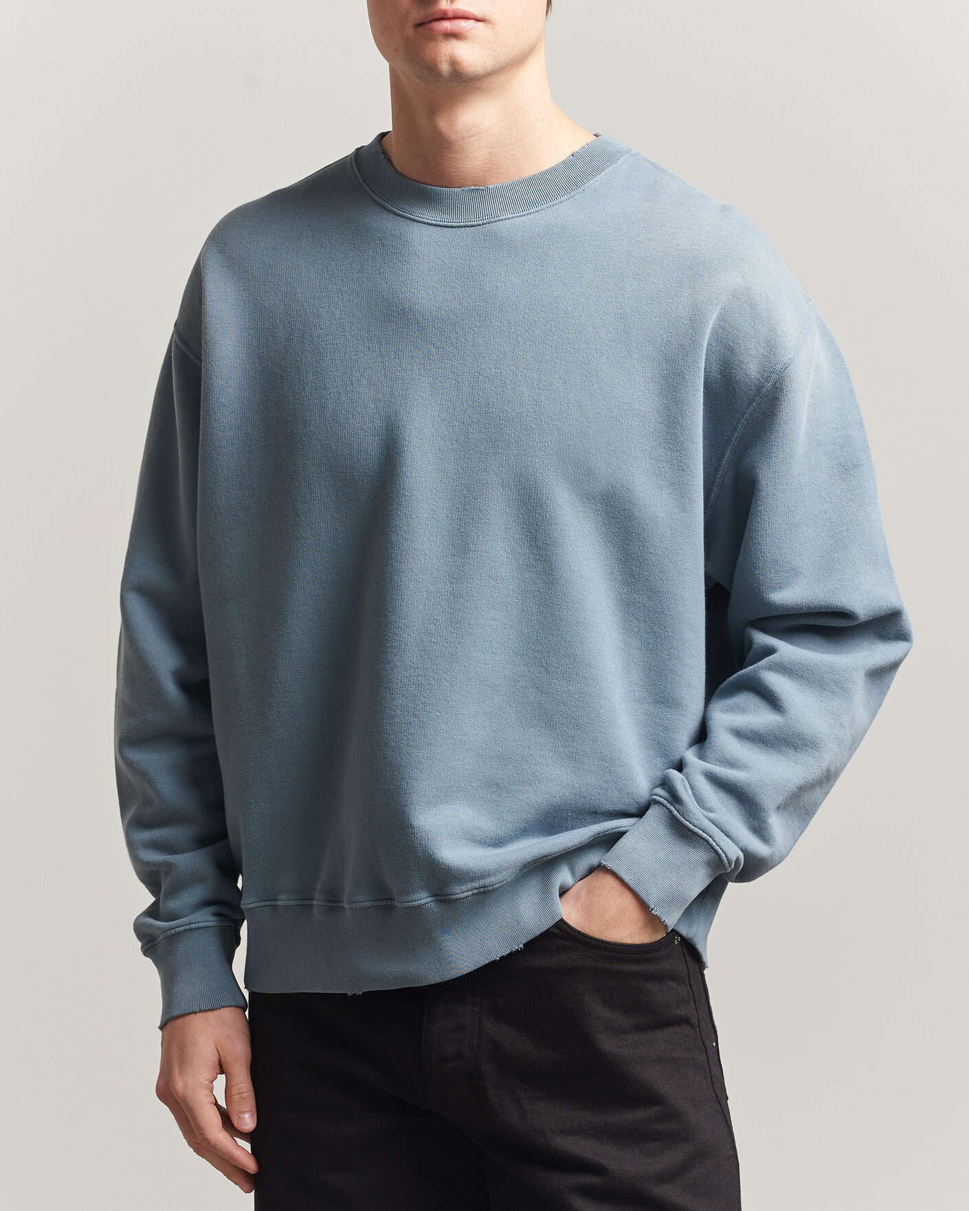 Men | Sweaters & Knitwear | Golden Goose | Boxi Faded Cotton Sweatshirt Windward Blue