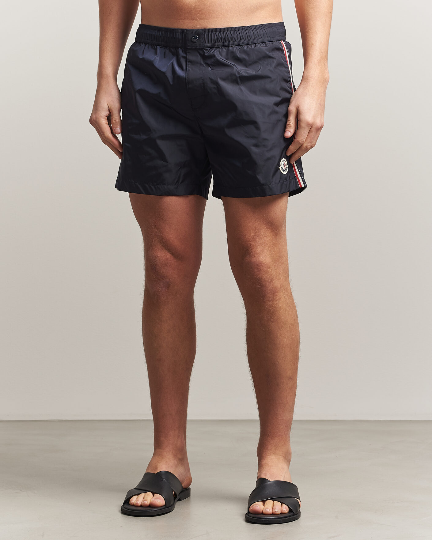 Moncler Contrast Band Swim Shorts Navy at CareOfCarl.com