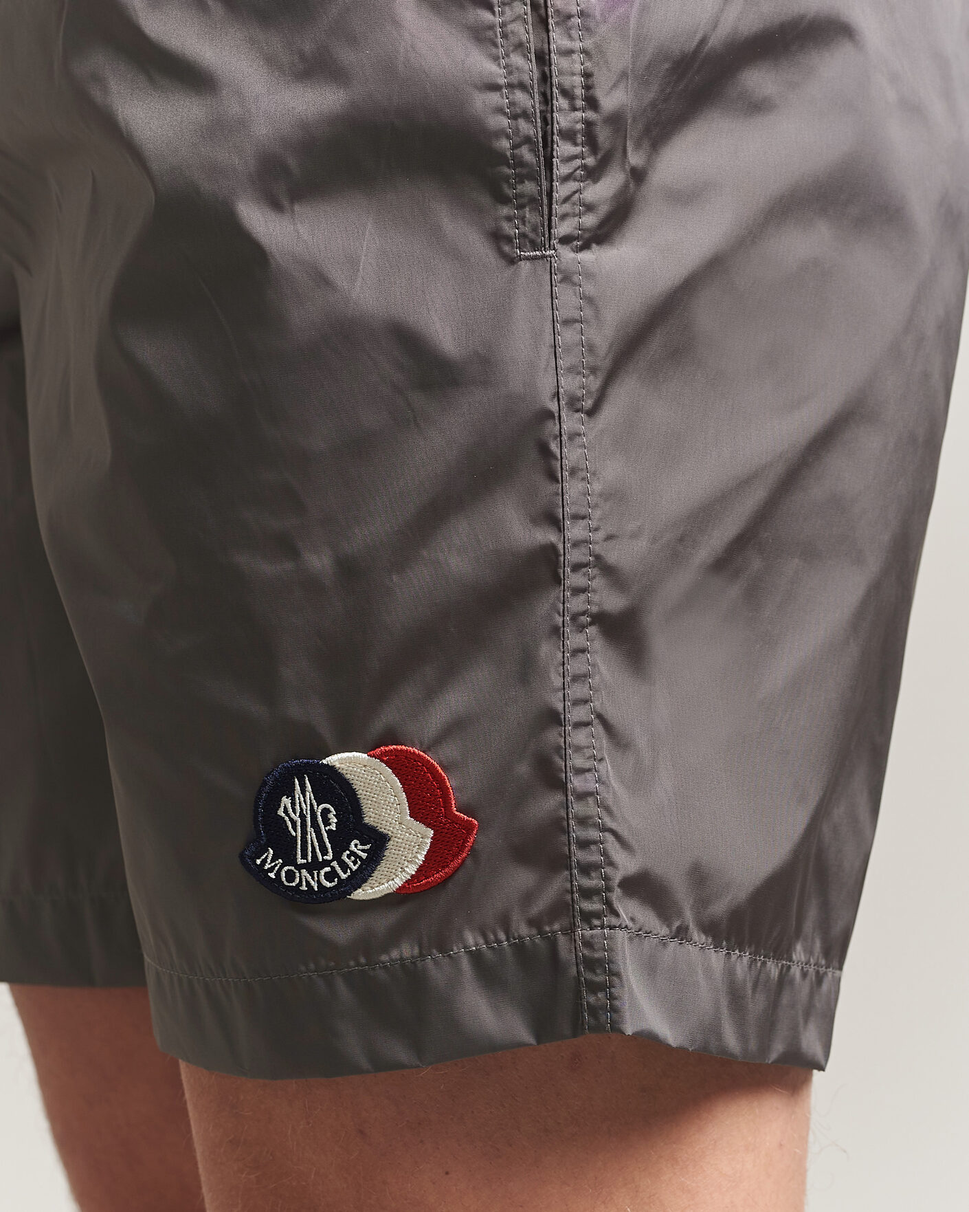 Moncler Tricolore Logo Swim Shorts Grey at CareOfCarl.com