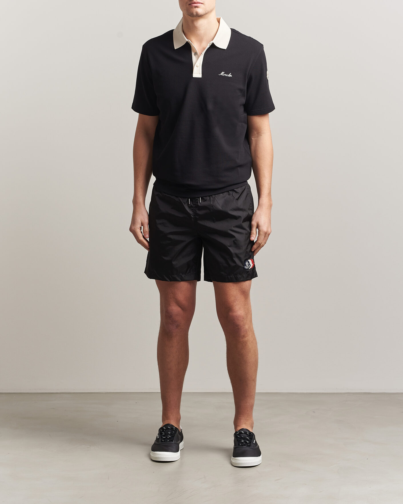 Moncler Tricolore Logo Swim Shorts Black at CareOfCarl.com