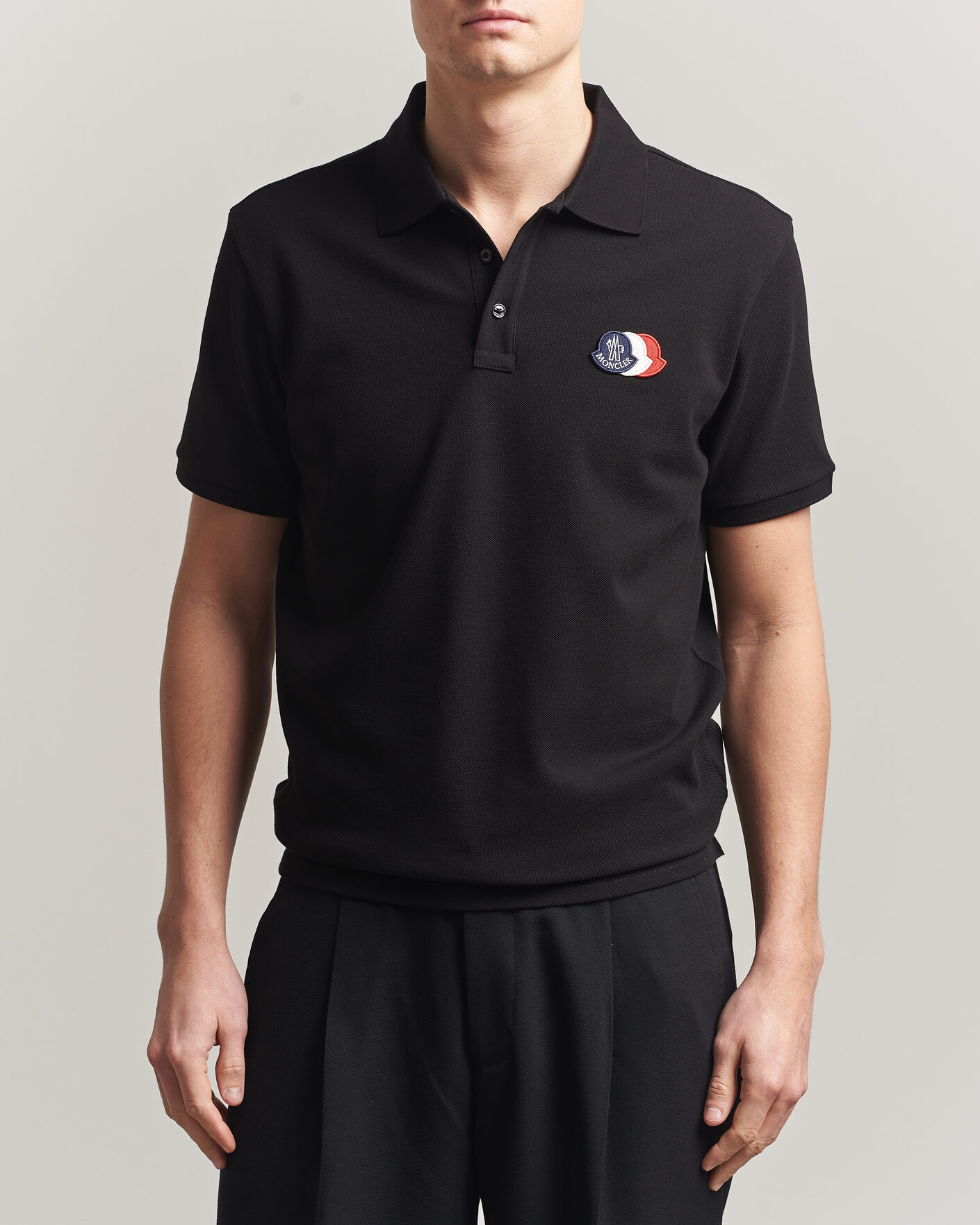 Men | Polo Shirts | Moncler | Tricolore Logo Polo Black