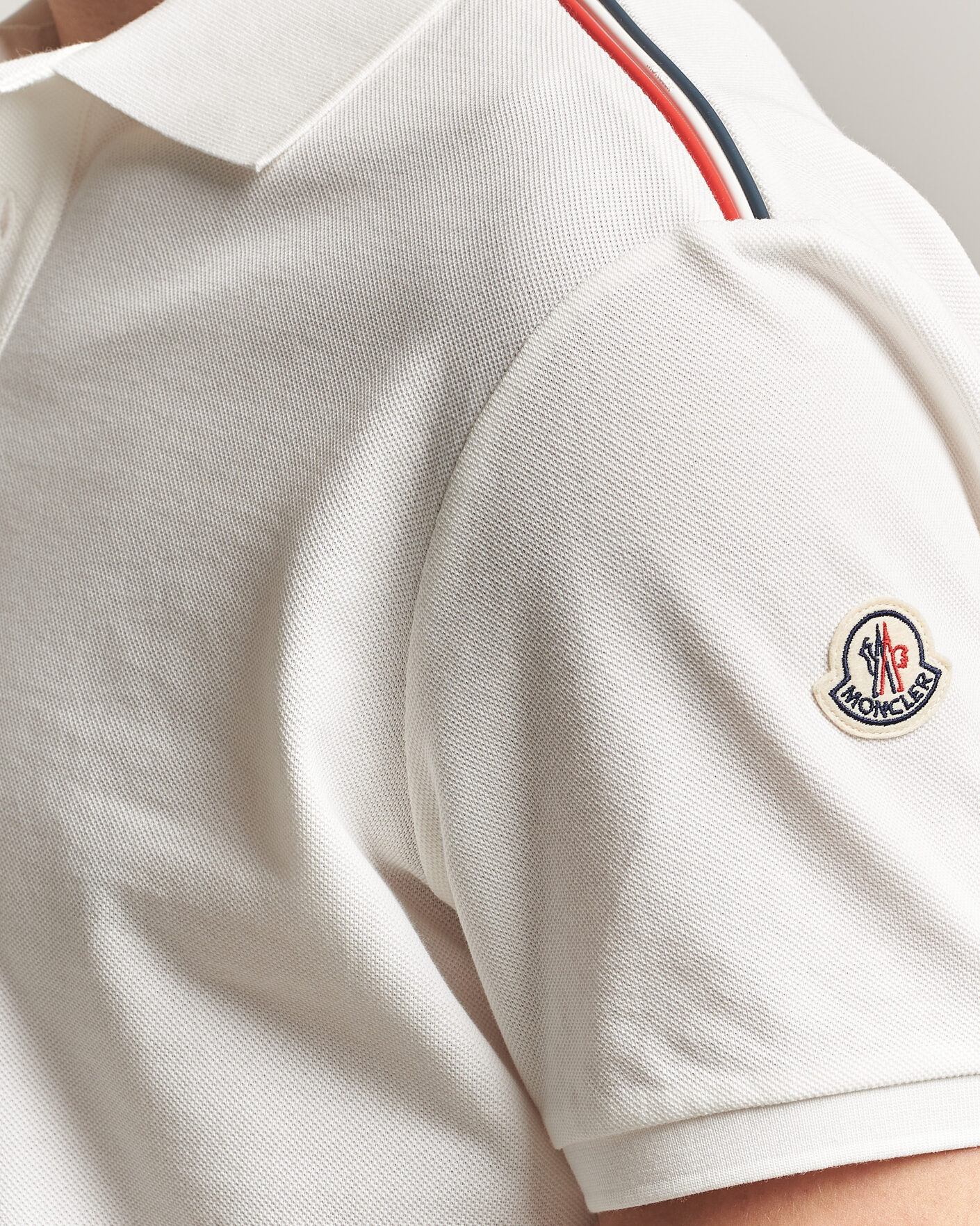 Men | Polo Shirts | Moncler | Tricolore Shoulder Polo White