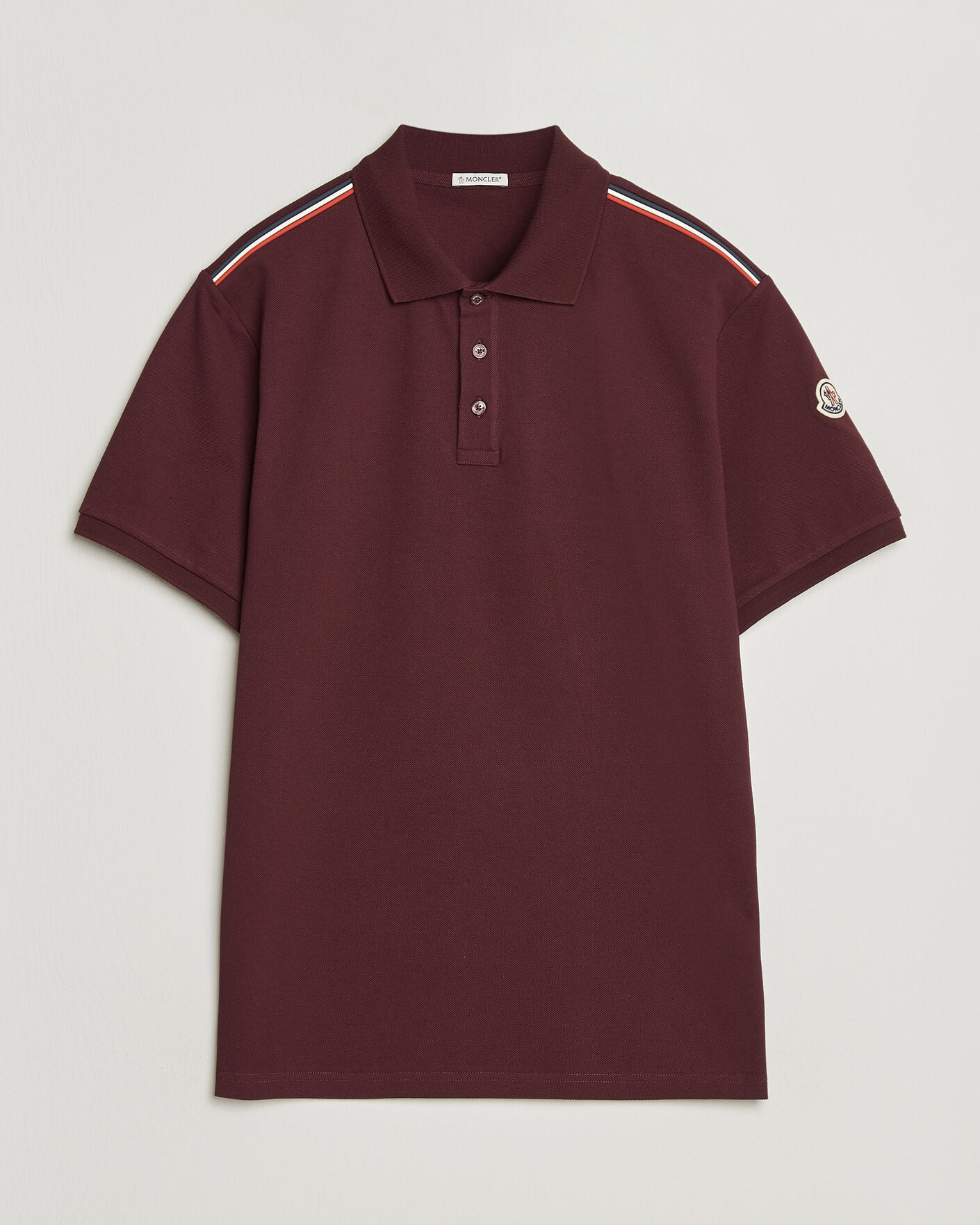 Men | Polo Shirts | Moncler | Tricolore Shoulder Polo Burgundy