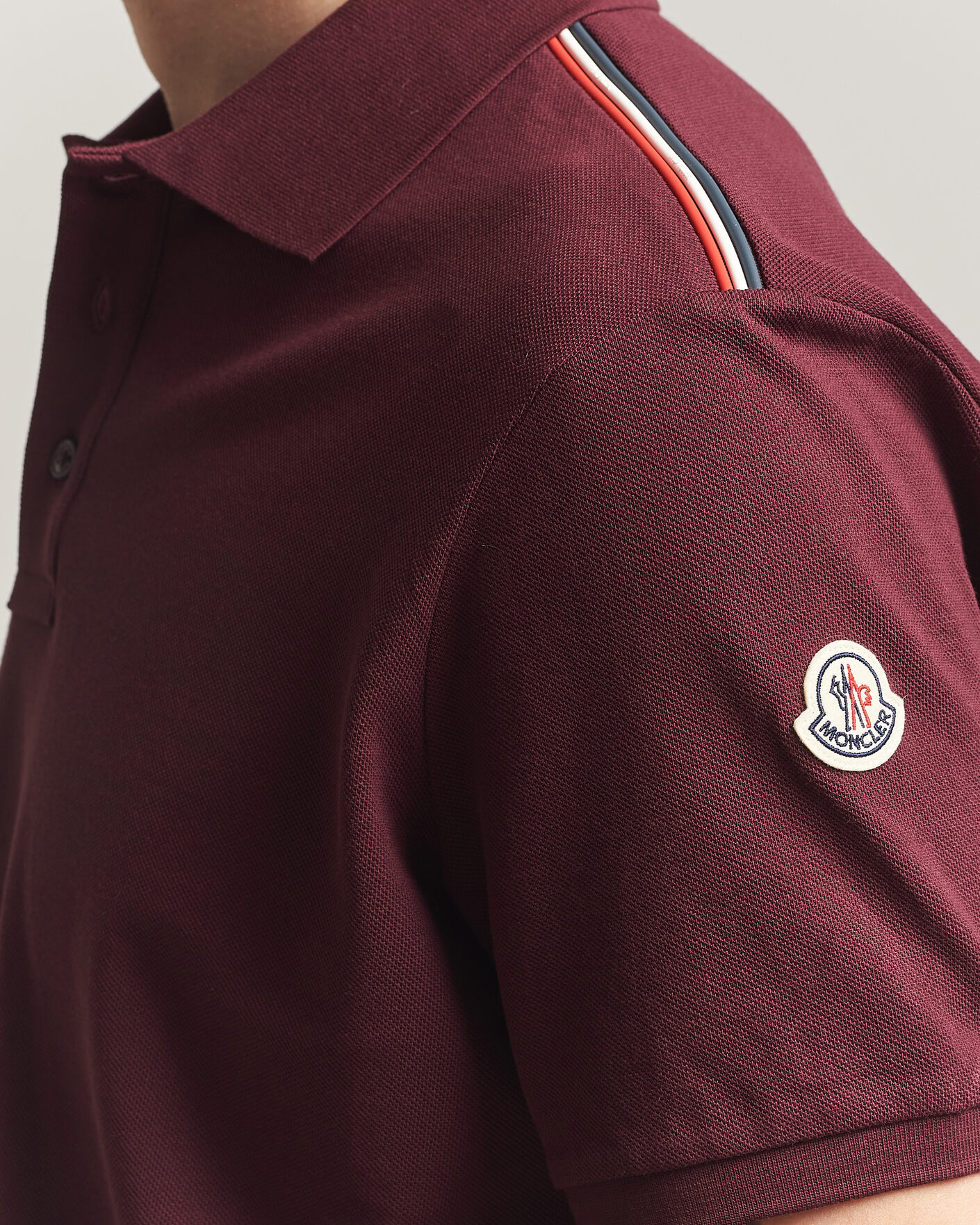 Men | Polo Shirts | Moncler | Tricolore Shoulder Polo Burgundy