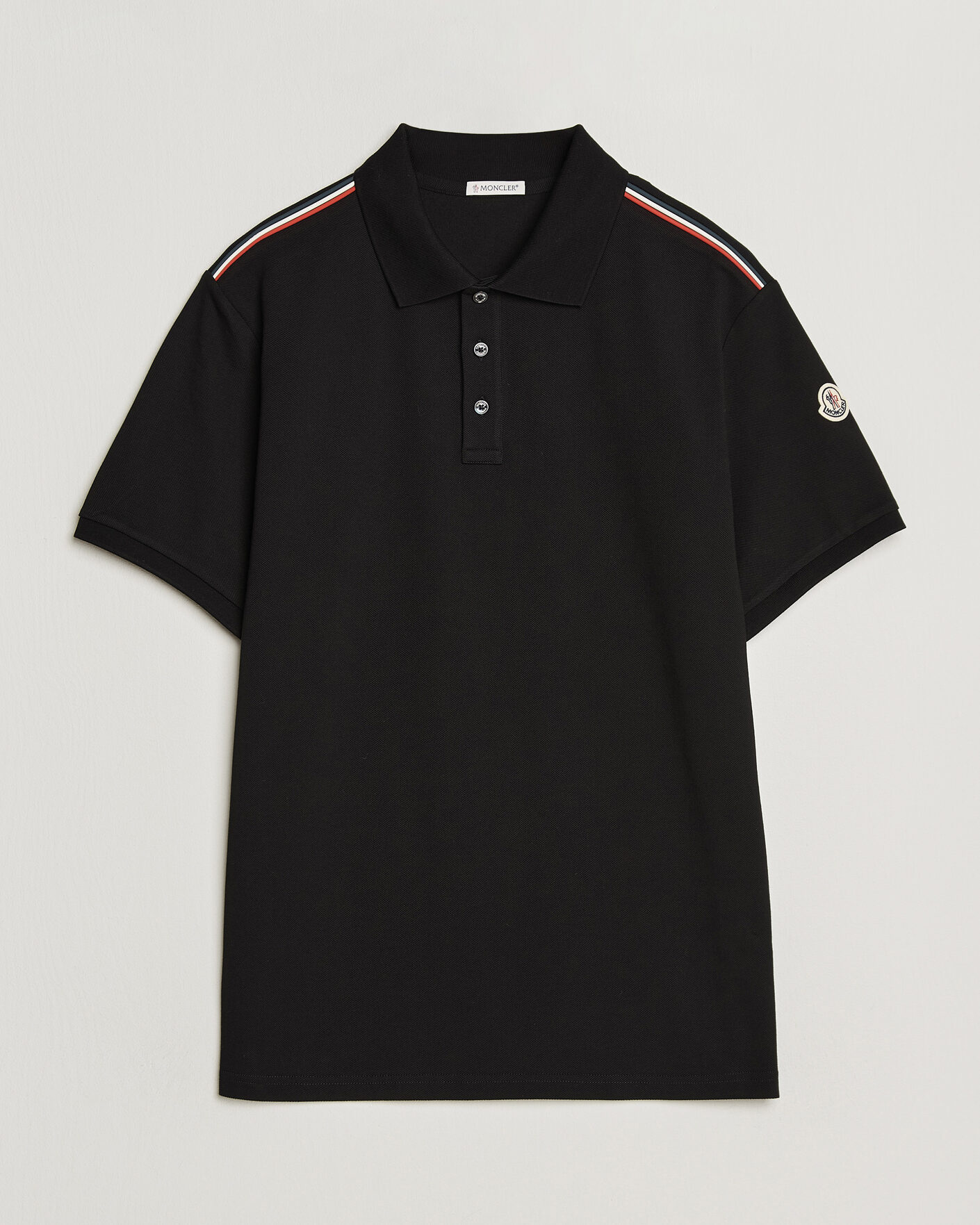 Men | Polo Shirts | Moncler | Tricolore Shoulder Polo Black