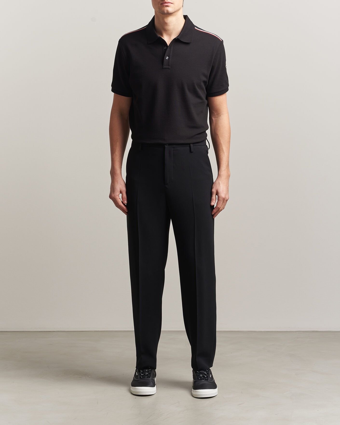 Men | Polo Shirts | Moncler | Tricolore Shoulder Polo Black