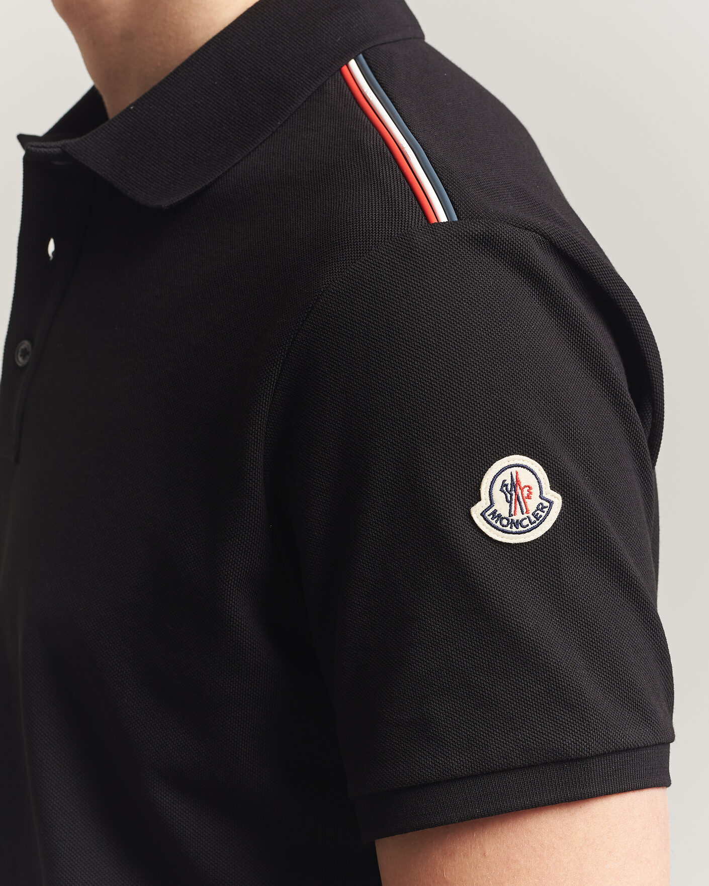 Men | Polo Shirts | Moncler | Tricolore Shoulder Polo Black