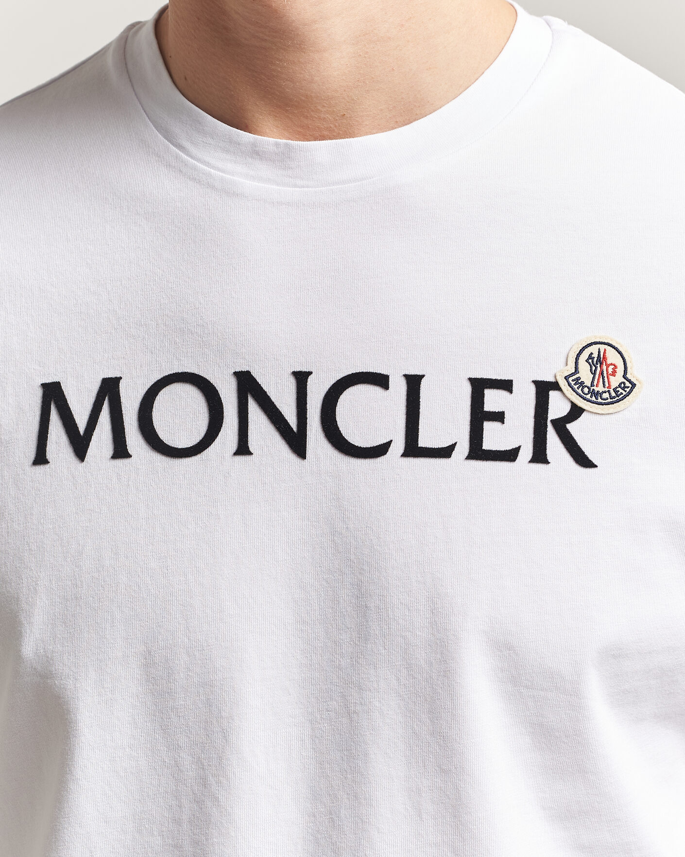 Moncler Lettering Logo T-Shirt White at CareOfCarl.com