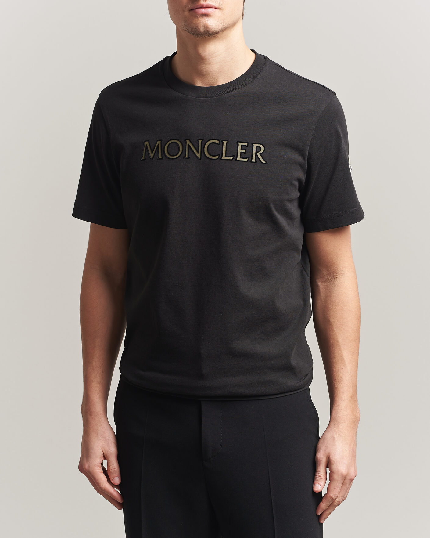 Men | T-Shirts | Moncler | Flock Print Logo T-Shirt Black