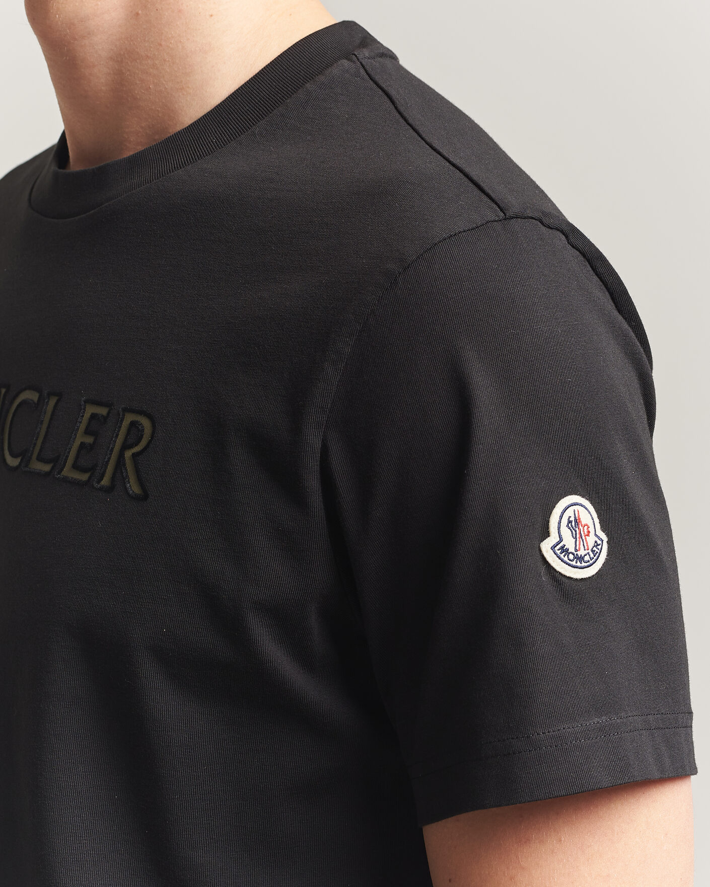 Men | T-Shirts | Moncler | Flock Print Logo T-Shirt Black