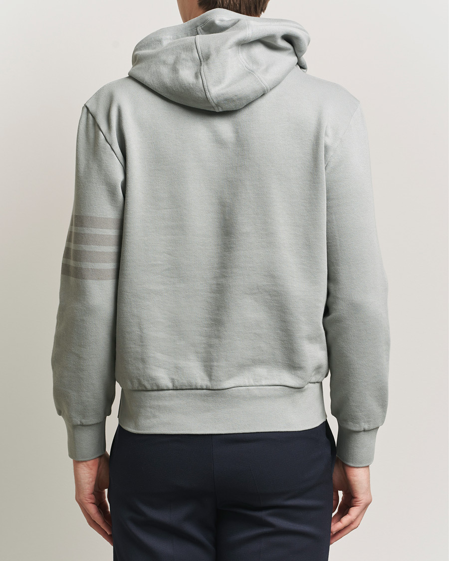 Men | Sweaters & Knitwear | Thom Browne | Overdyed 4-Bar Hoodie Light Grey