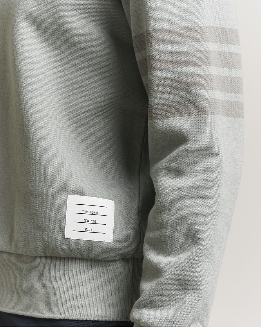 Men | Sweaters & Knitwear | Thom Browne | Overdyed 4-Bar Hoodie Light Grey